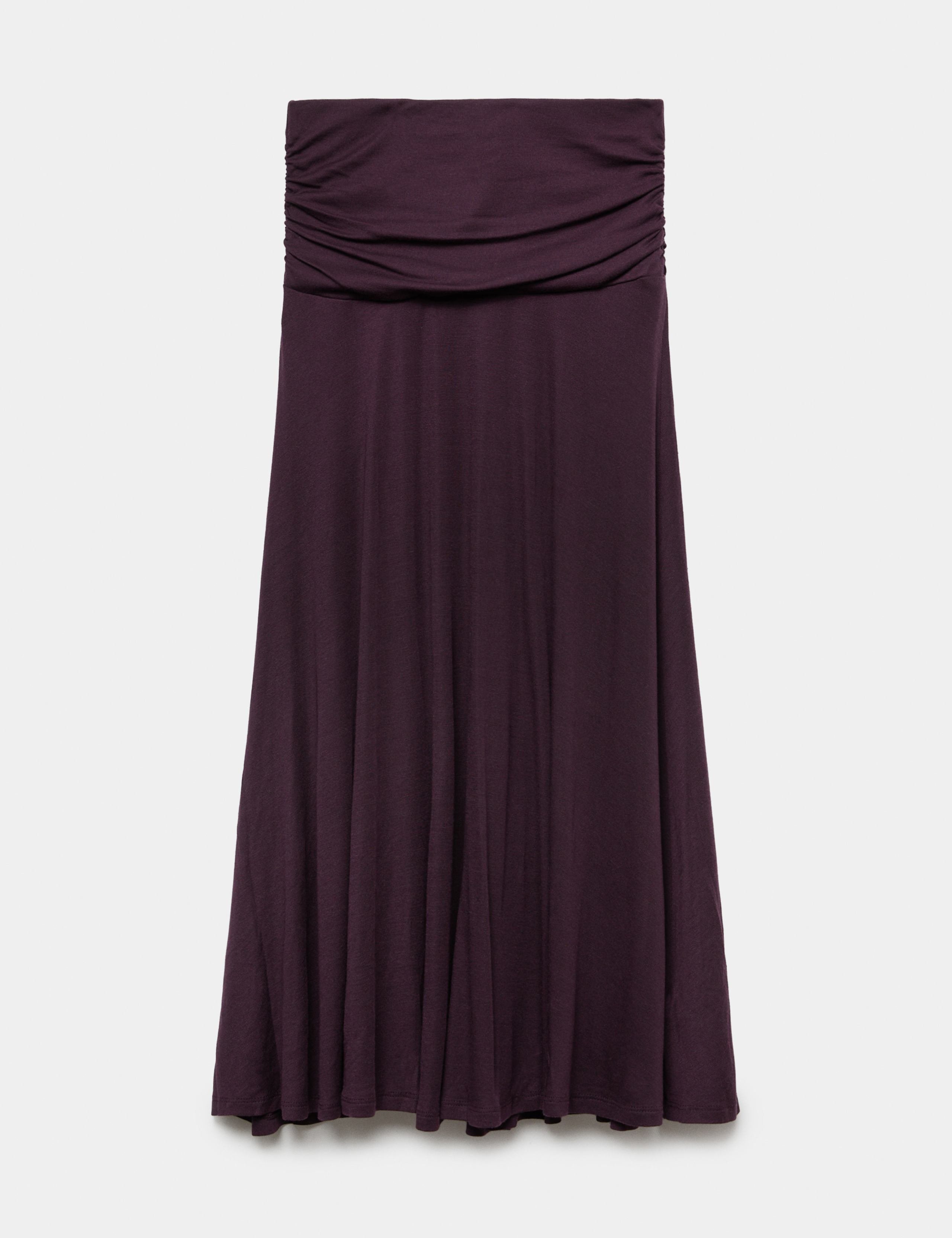 Lyocell Blend Ruched Midi A-Line Skirt 2 of 6
