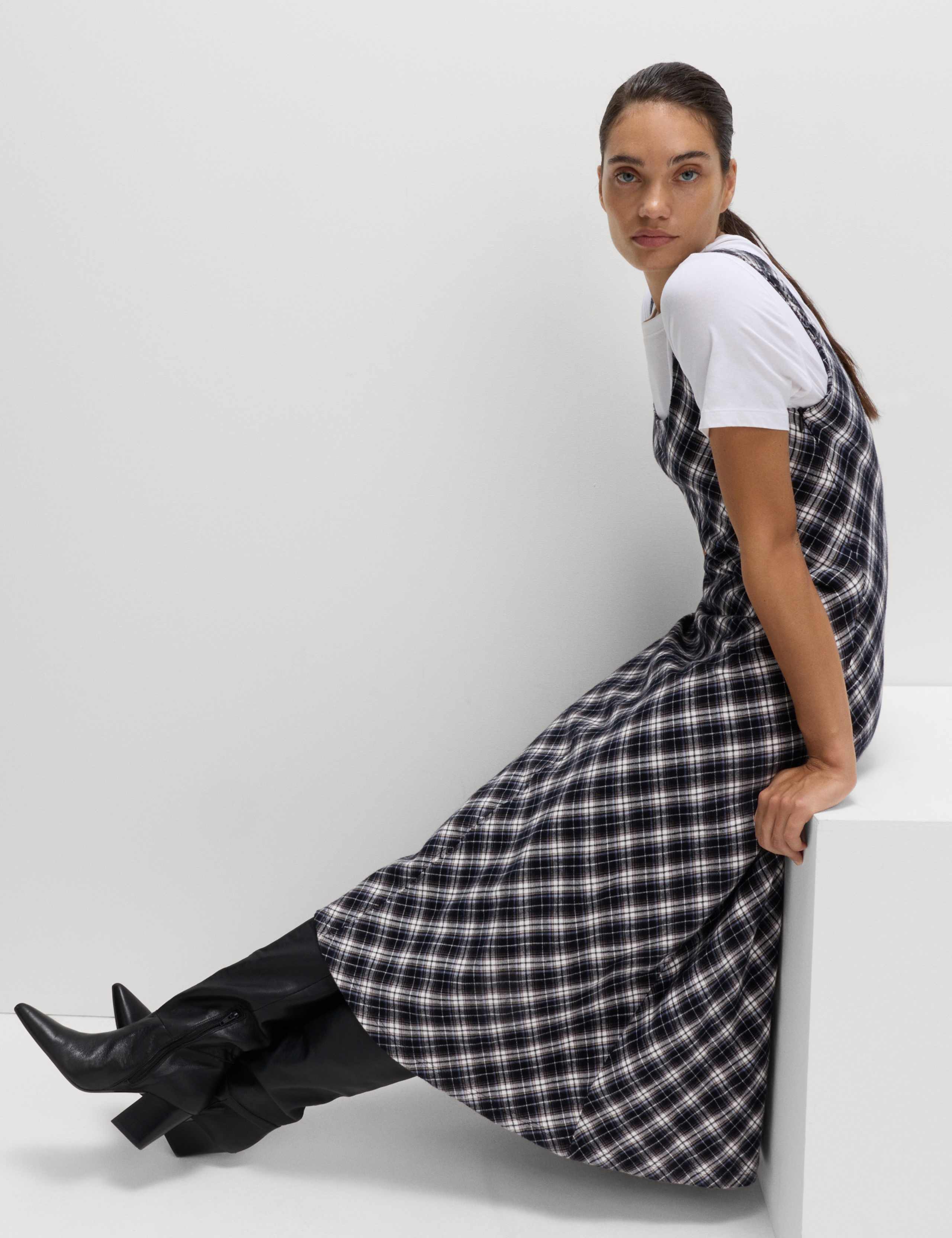 Pure Cotton Checked Midi Cami Dress 1 of 3