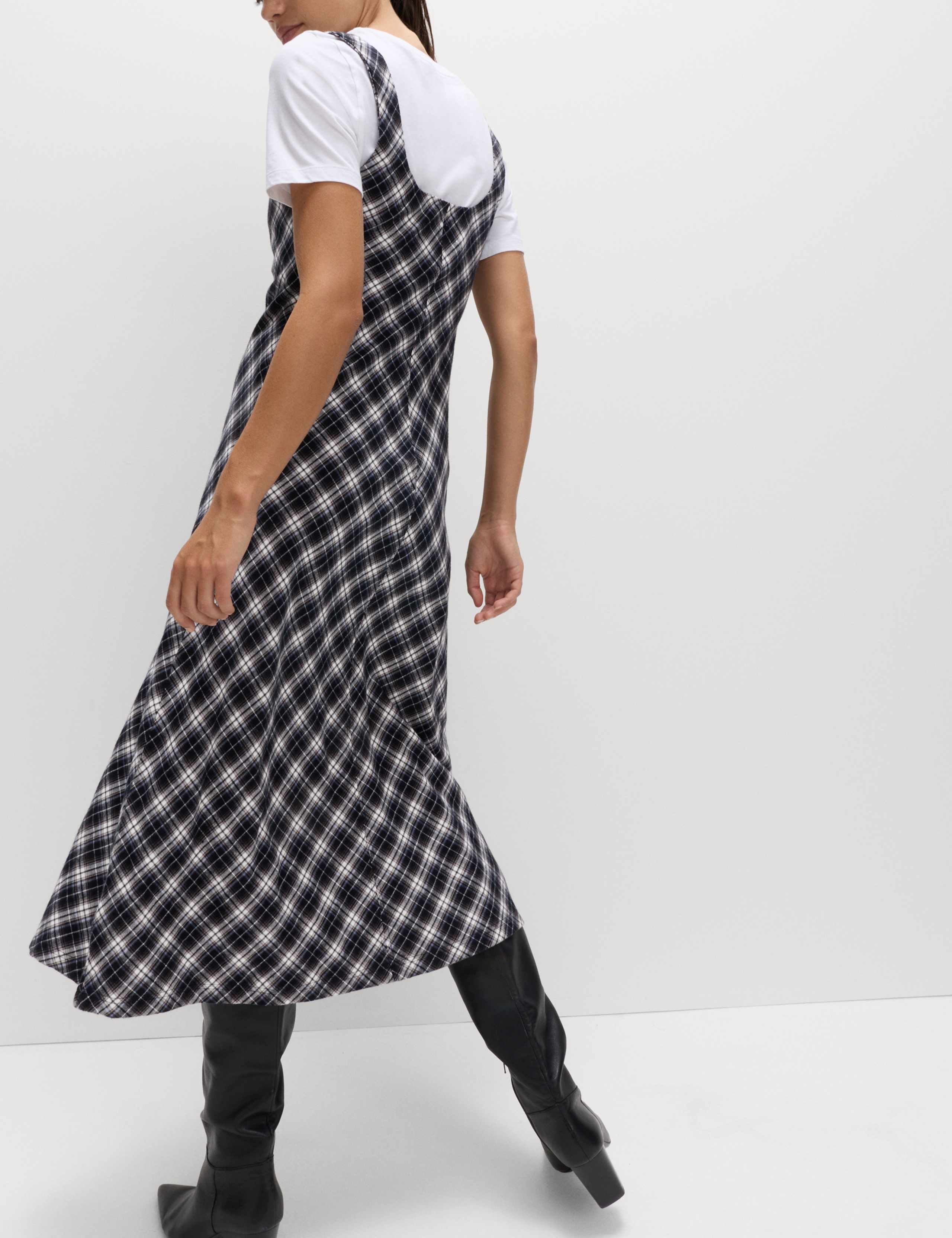 Pure Cotton Checked Midi Cami Dress 4 of 6