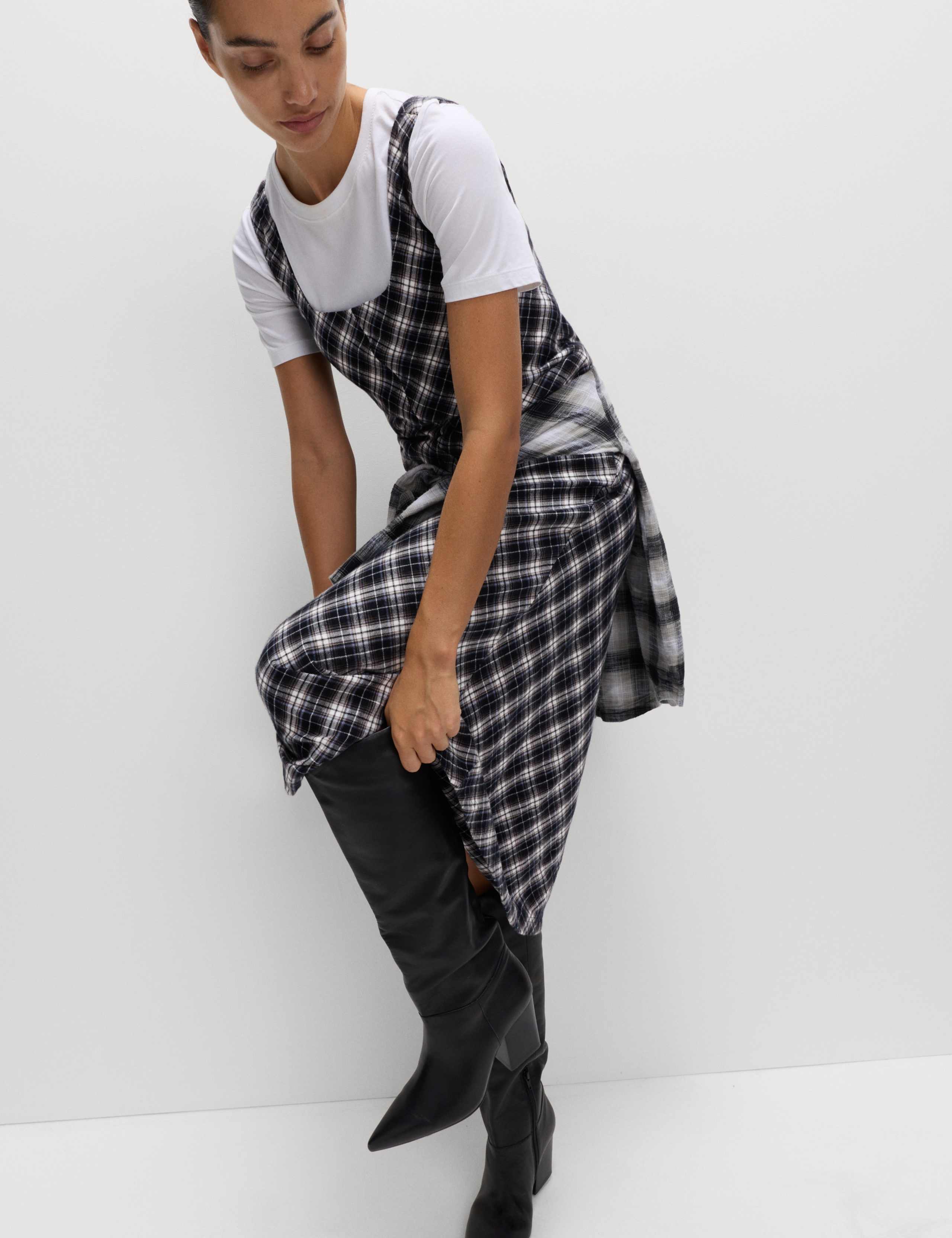 Pure Cotton Checked Midi Cami Dress 6 of 6