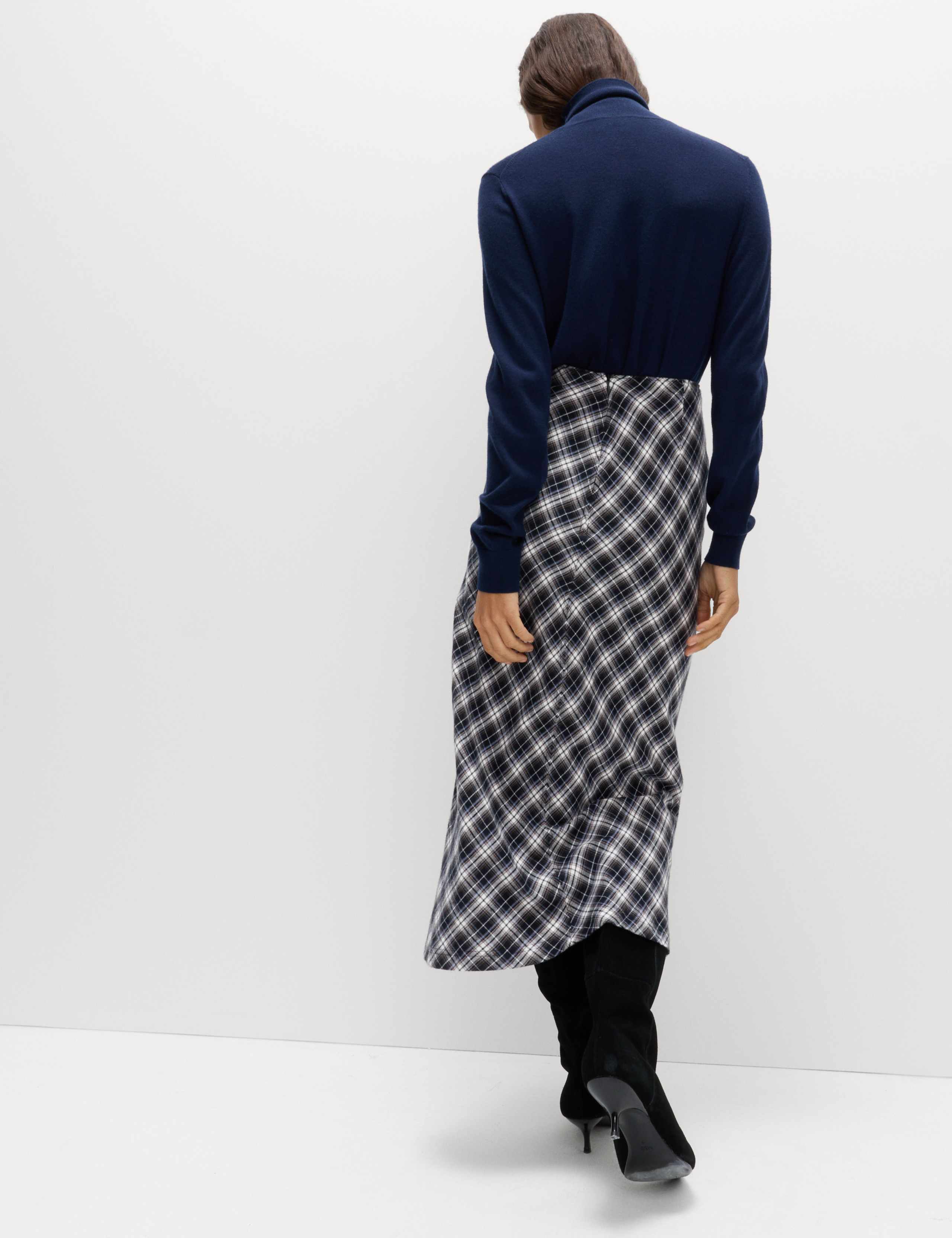 Pure Cotton Checked Midi A-Line Circle Skirt 3 of 6