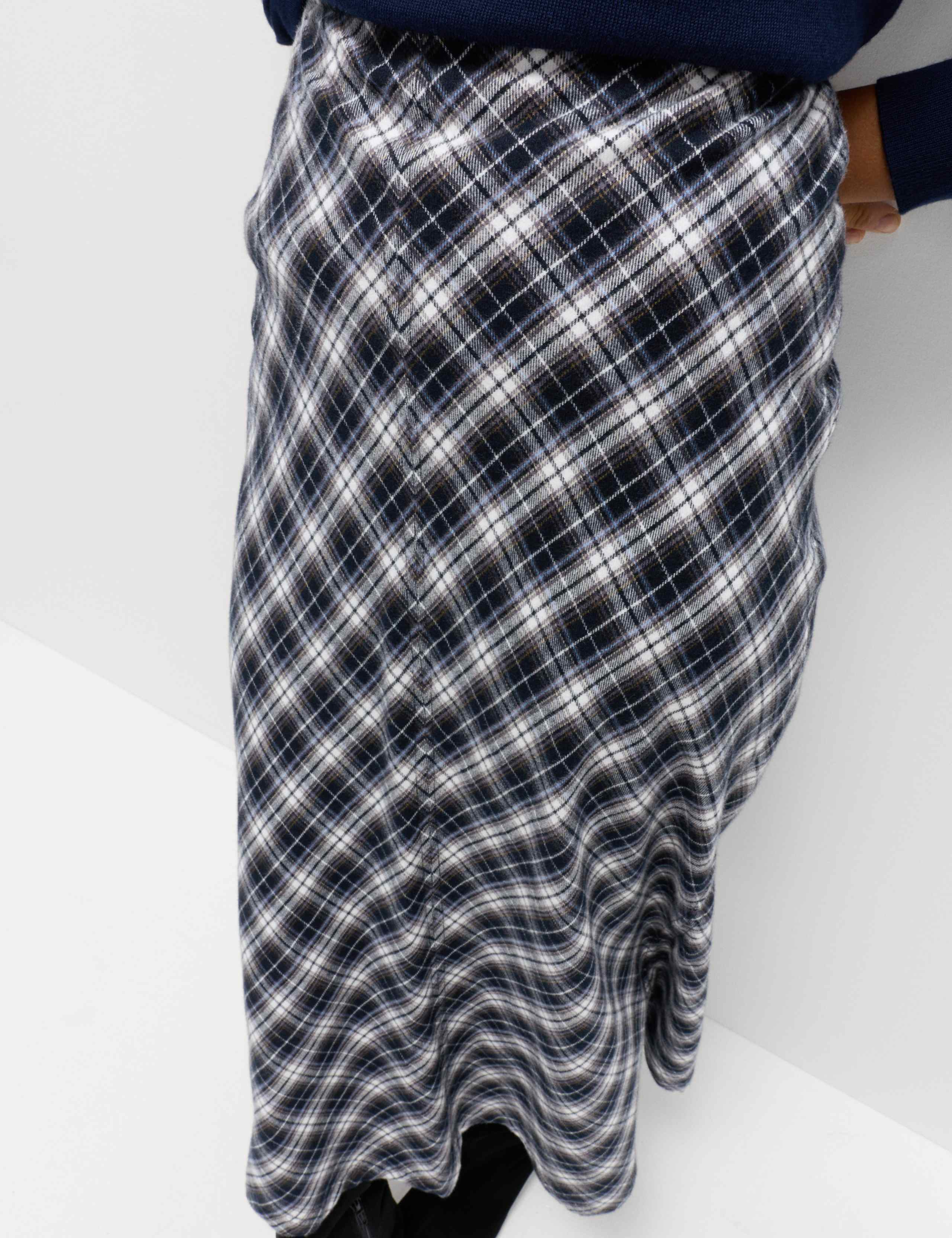 Pure Cotton Checked Midi A-Line Circle Skirt 4 of 6