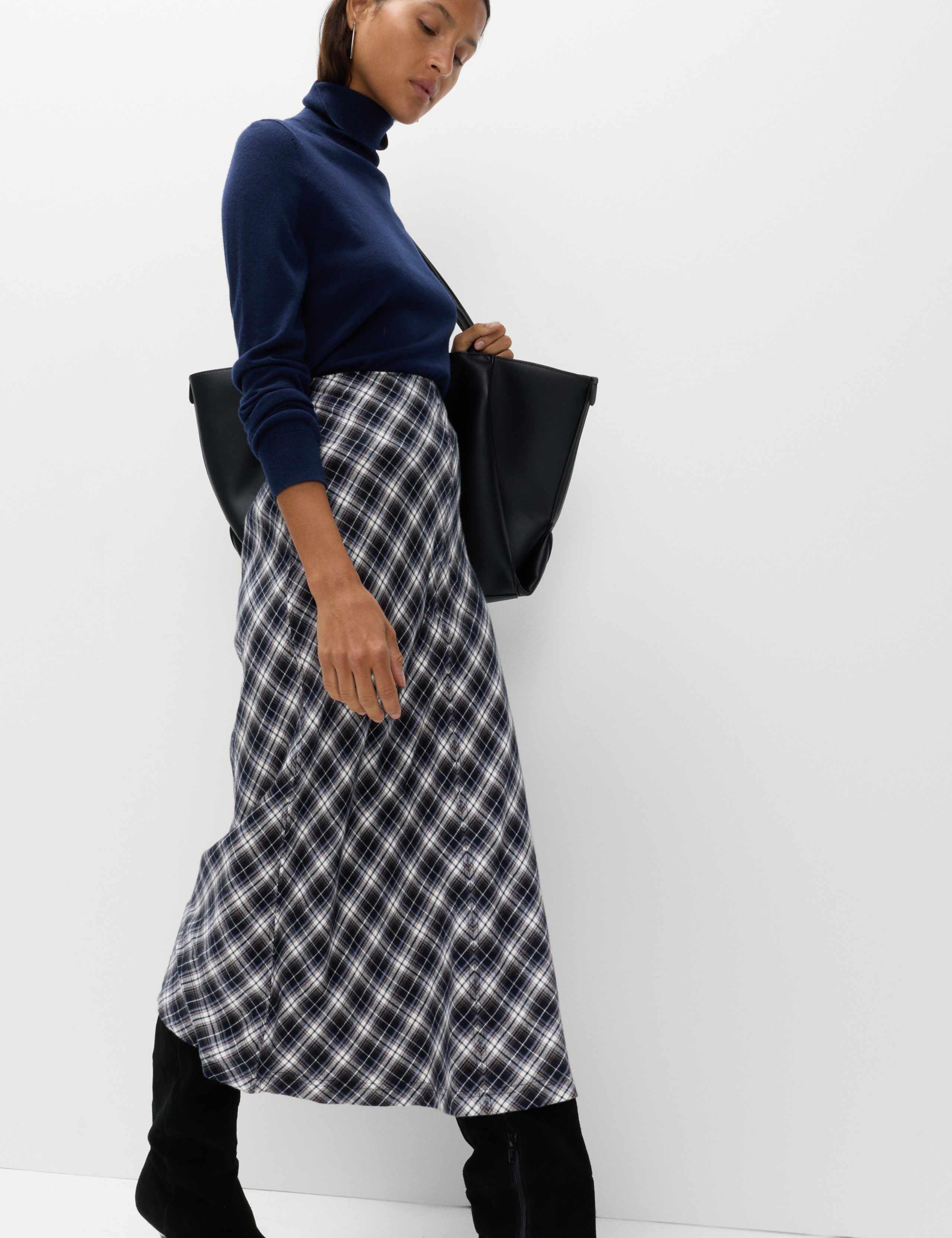 Pure Cotton Checked Midi A-Line Circle Skirt 6 of 6