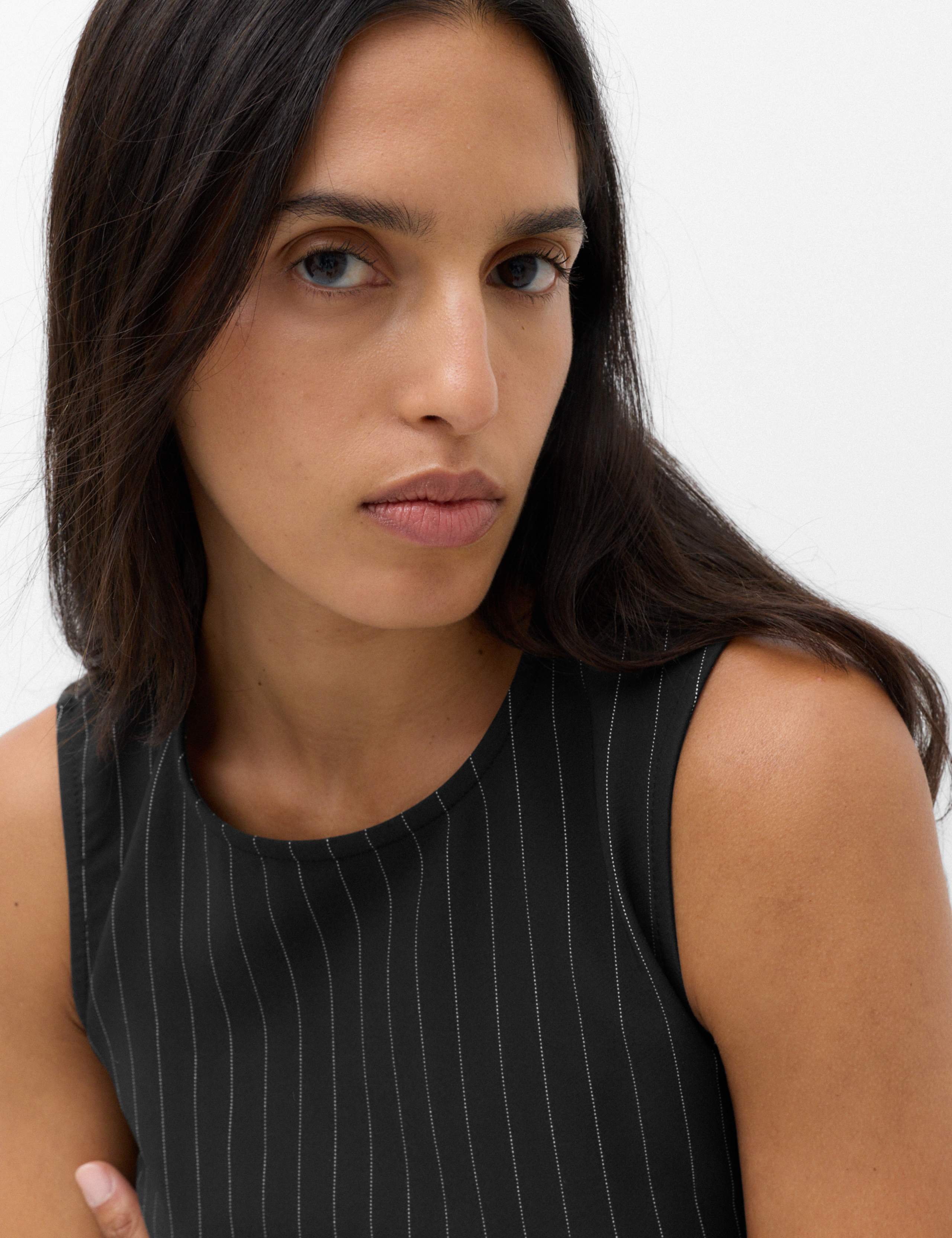 Pinstripe Mini Shift Dress 3 of 6