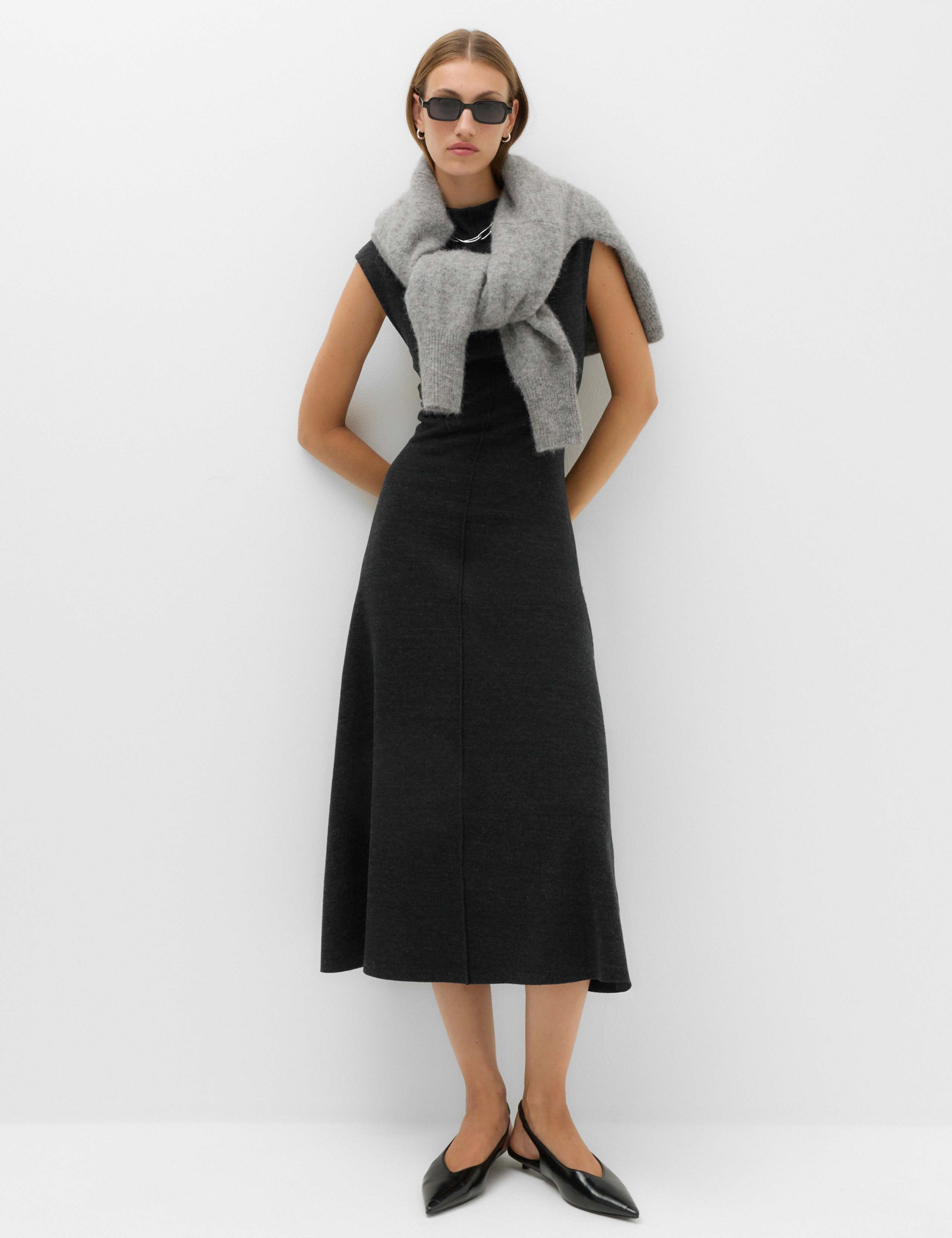 Cotton Rich Knitted Midi Column Dress 1 of 6