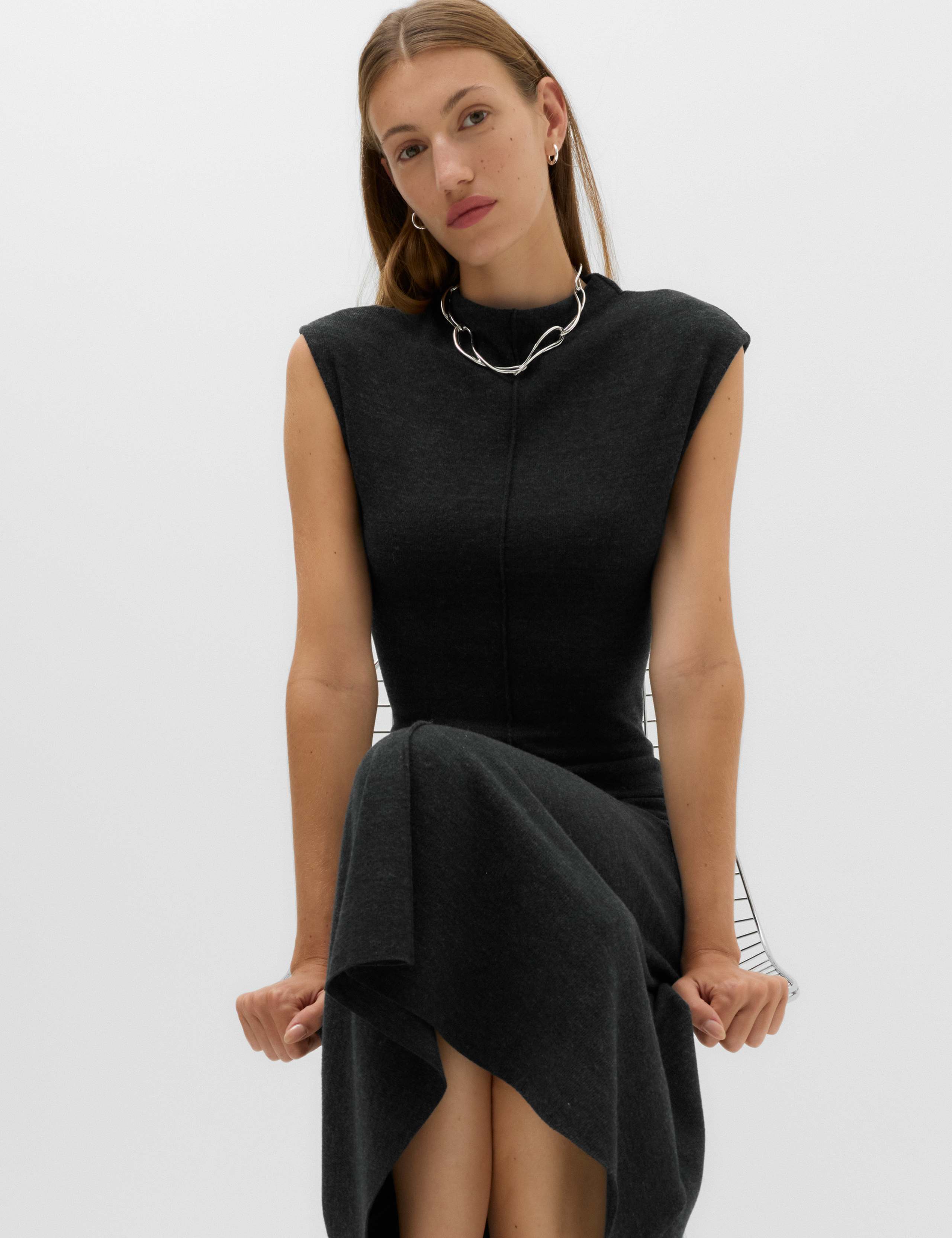 Cotton Rich Knitted Midi Column Dress 6 of 6