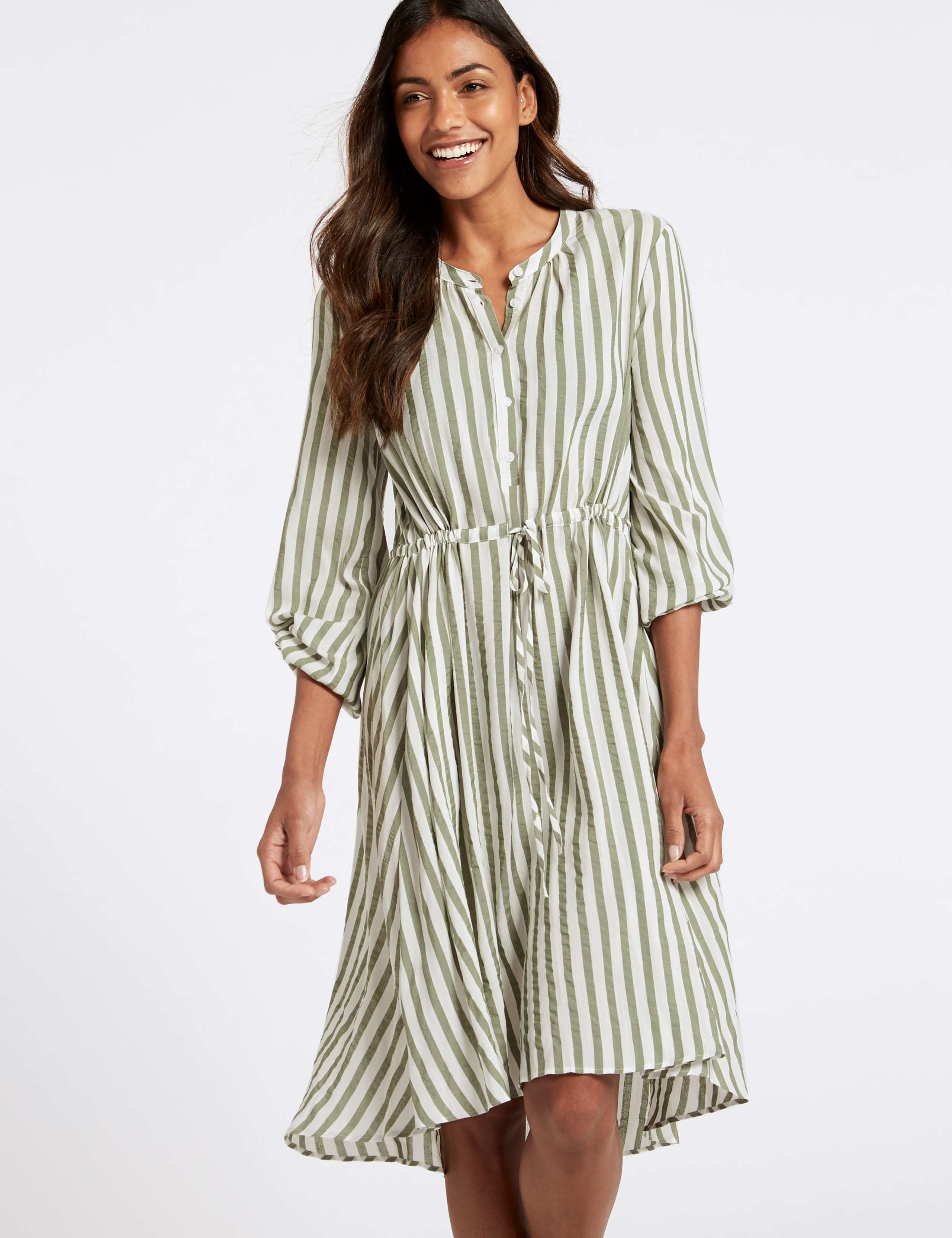 Striped Long Sleeve Tunic Midi Dress 3 of 4
