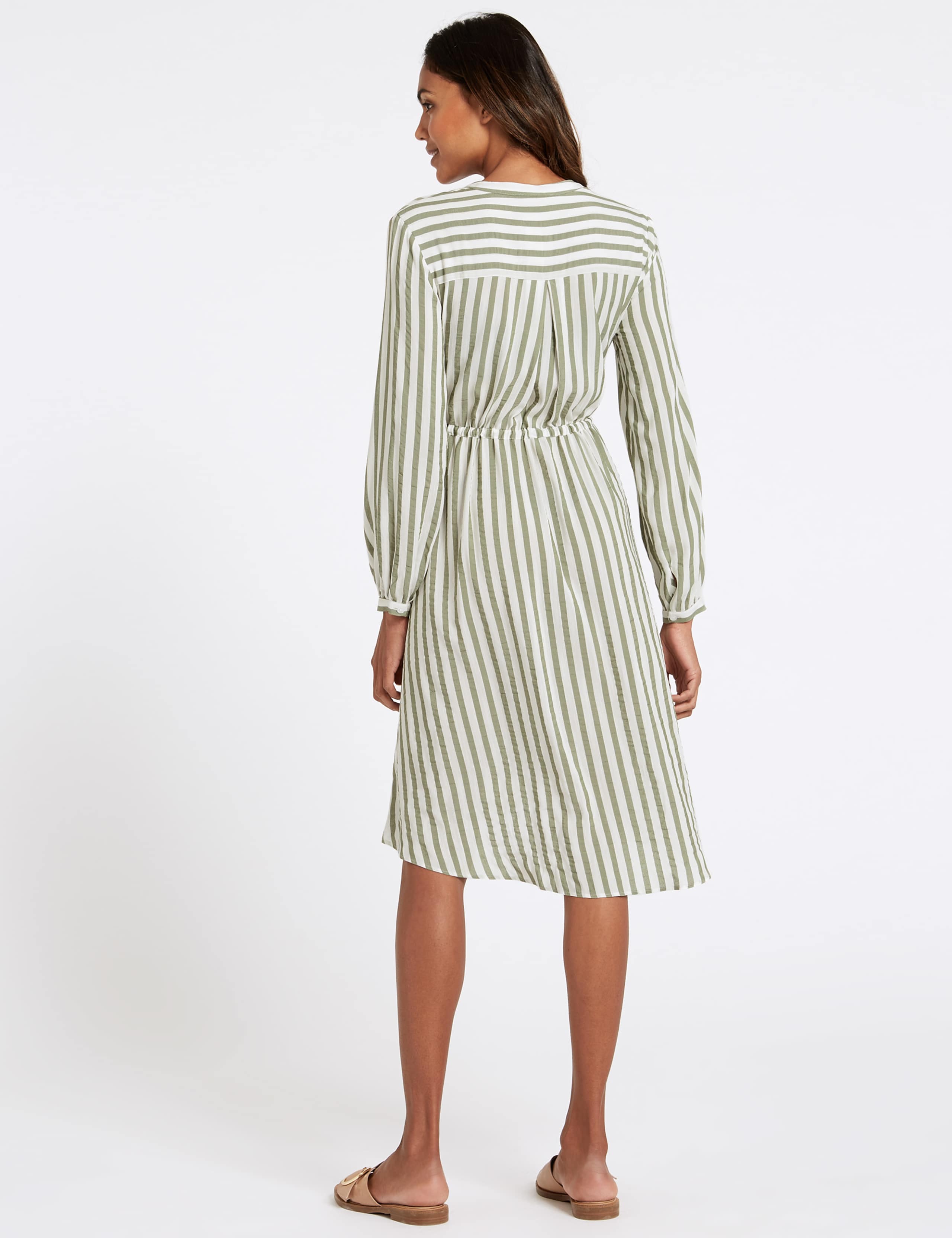 Striped Long Sleeve Tunic Midi Dress 4 of 4