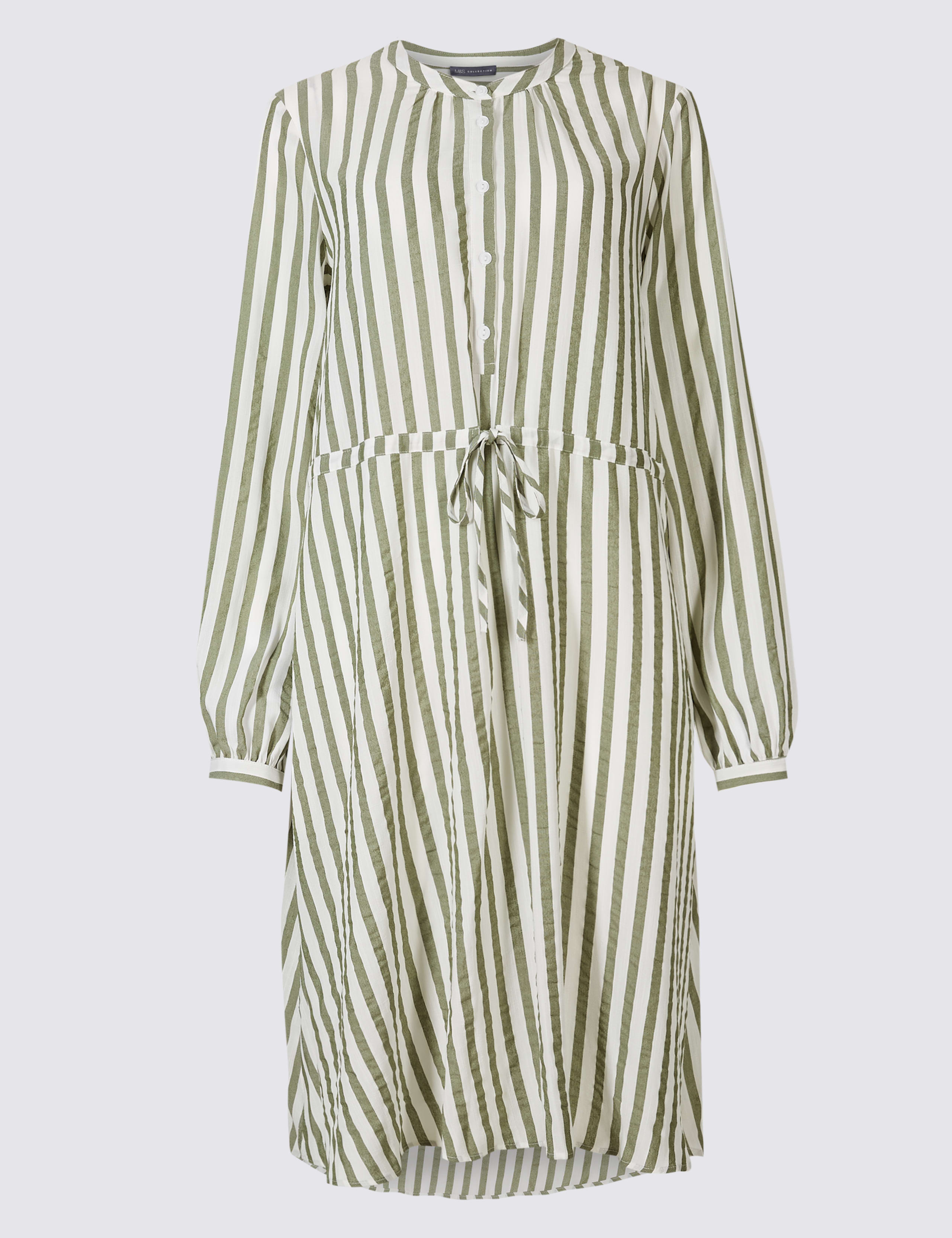 Striped Long Sleeve Tunic Midi Dress 2 of 4