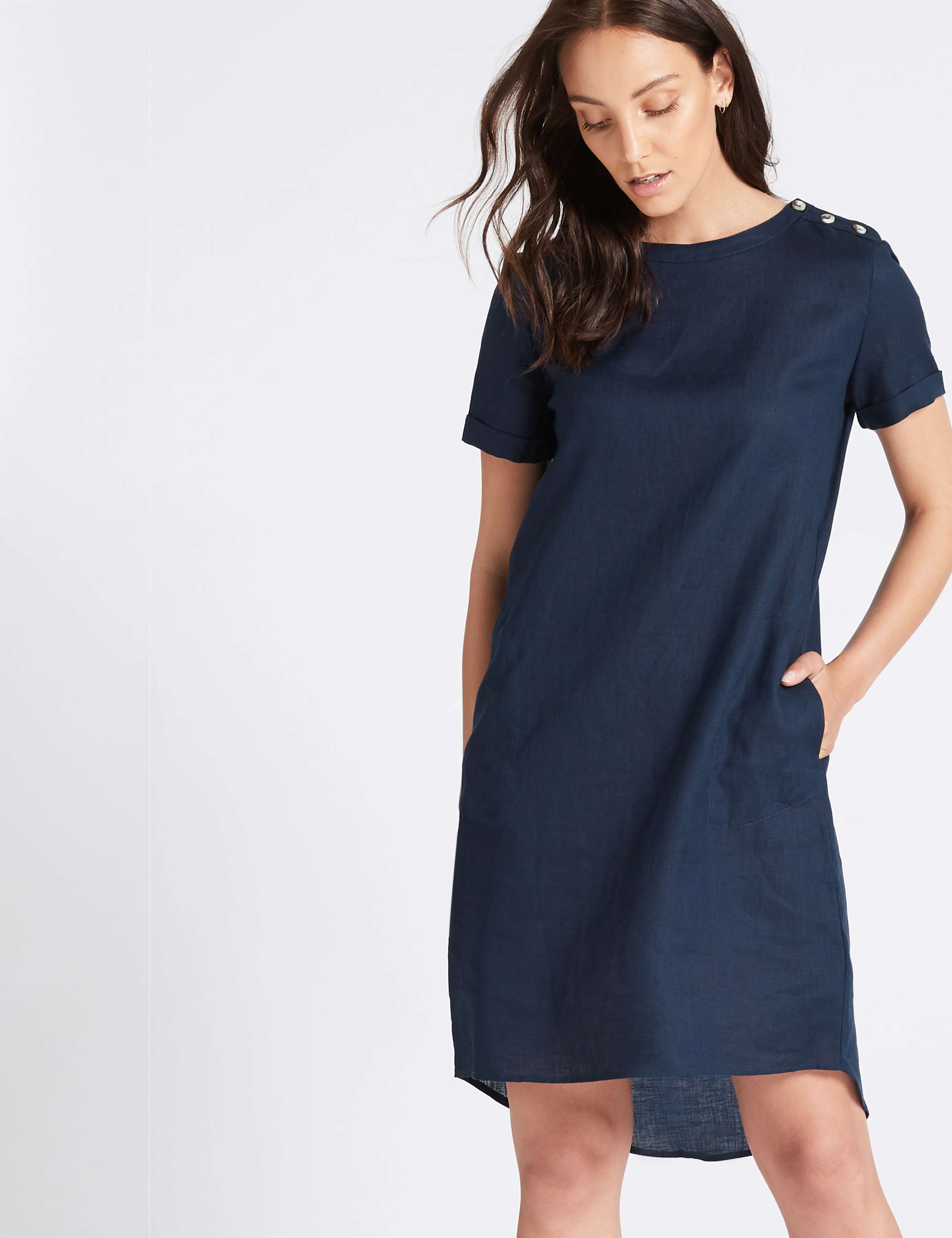 Pure Linen Short Sleeve Tunic Dress 2 of 4