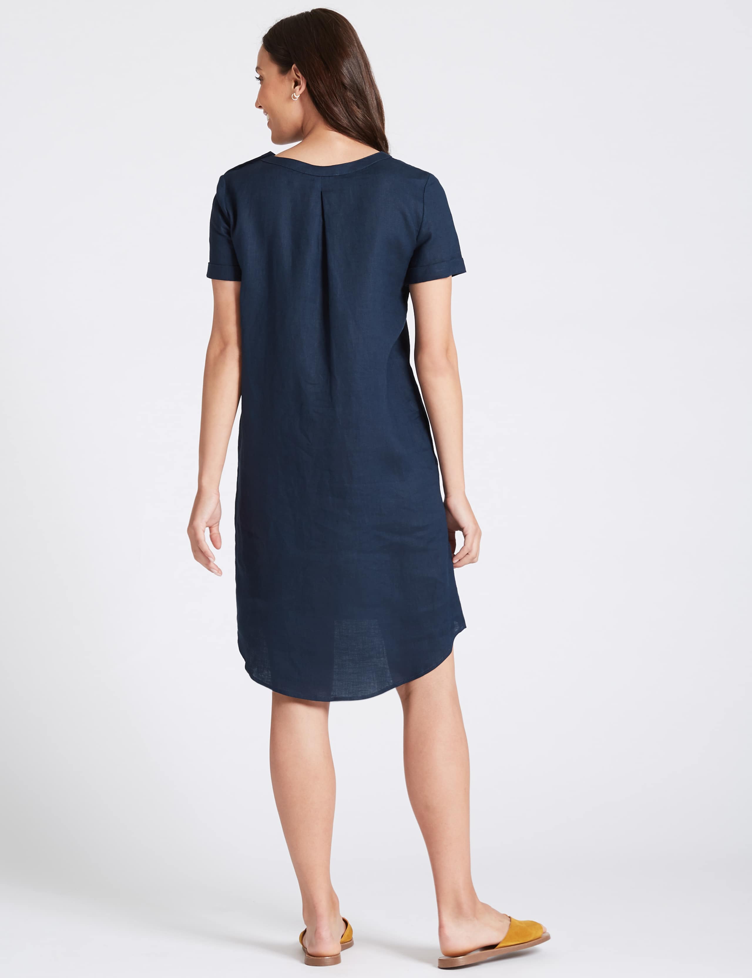 Pure Linen Short Sleeve Tunic Dress 3 of 4