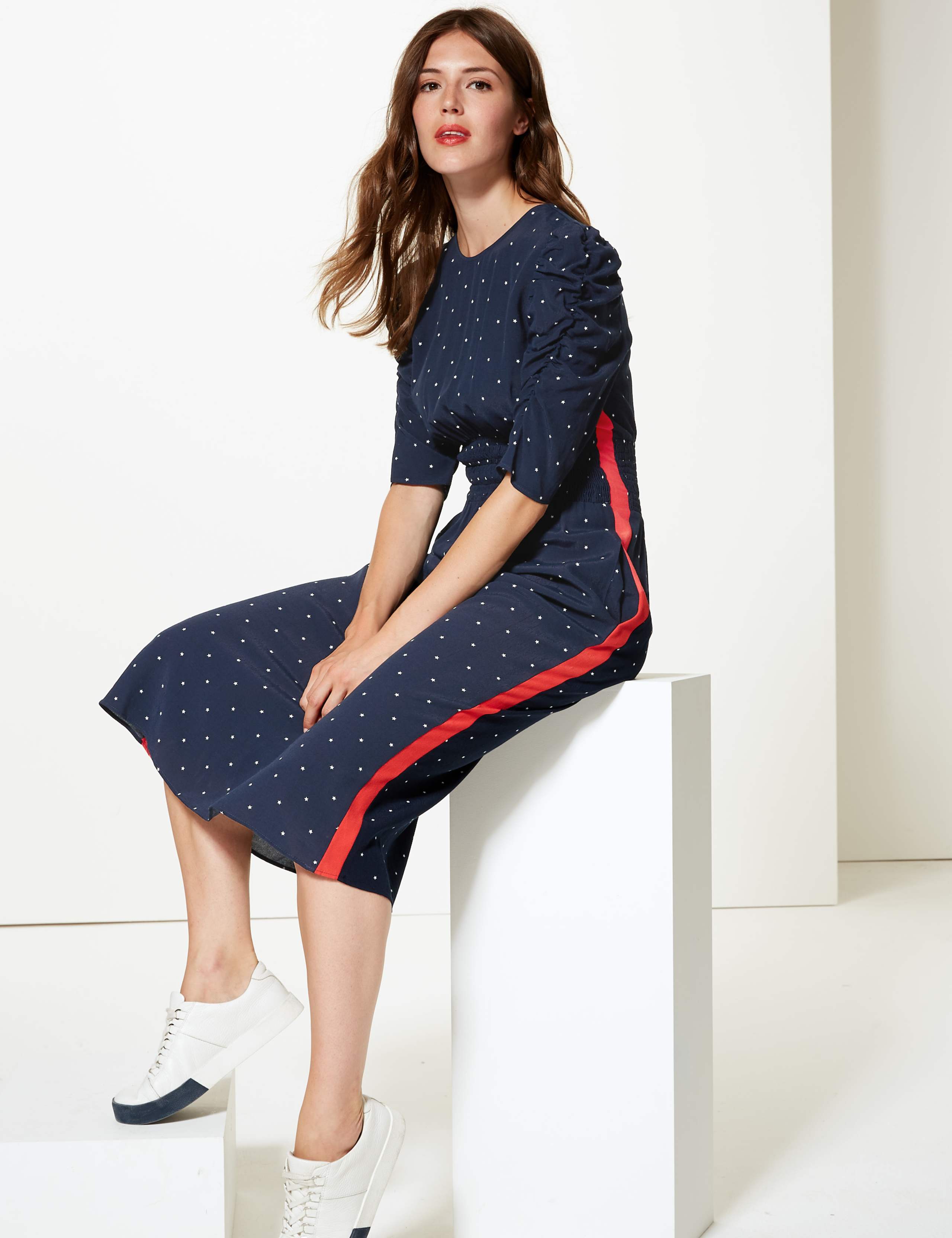 Star Print Half Sleeve Swing Midi Dress 5 of 6