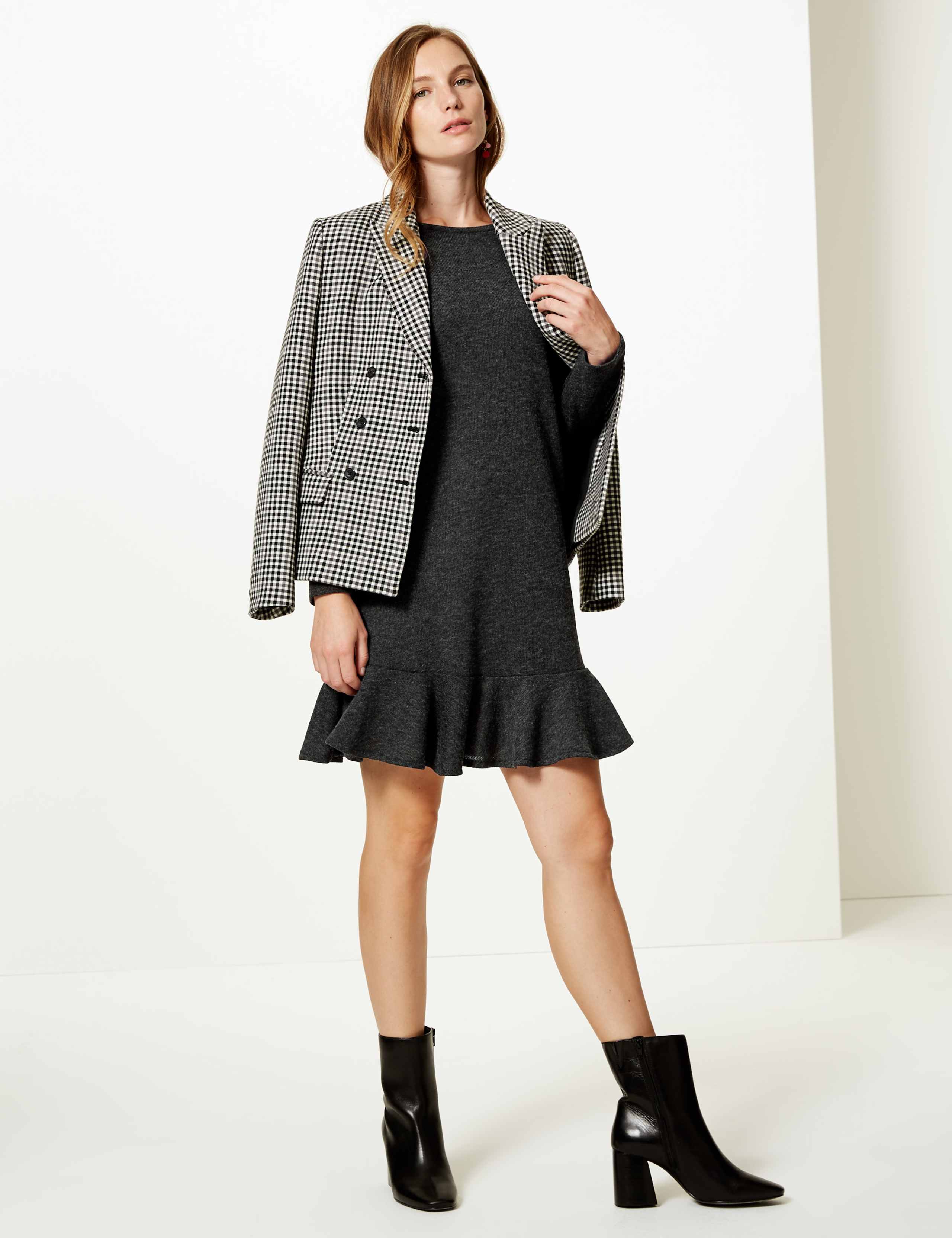 Textured Long Sleeve Shift Dress 3 of 5