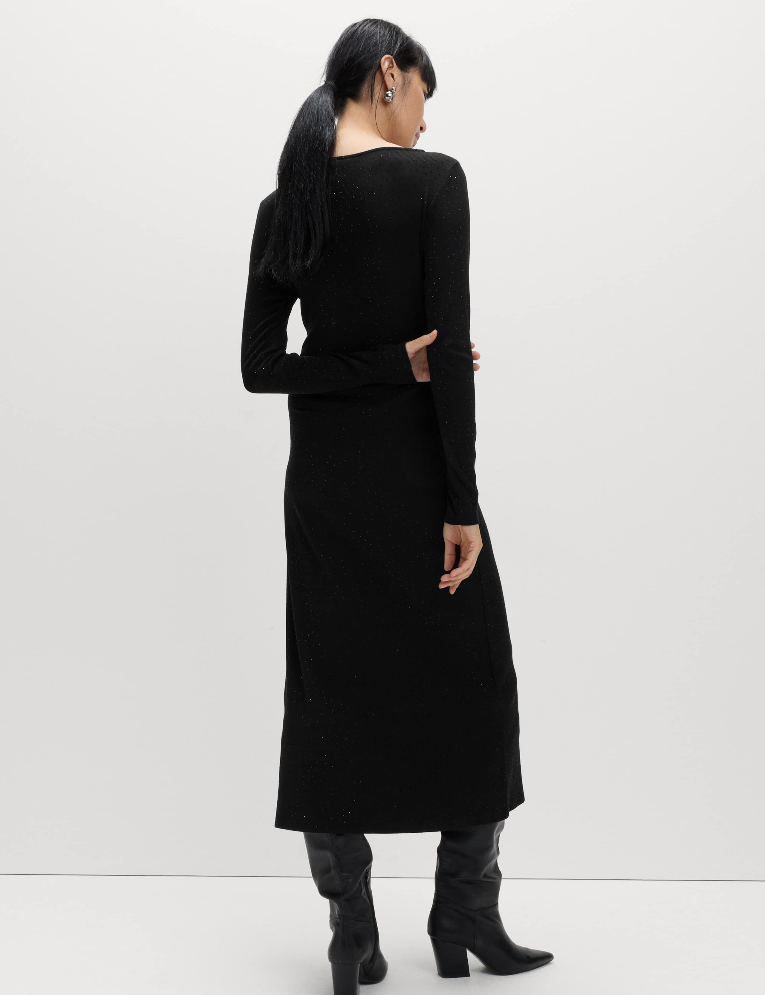 Cotton Rich Jersey Sparkly Midi Column Dress 4 of 5