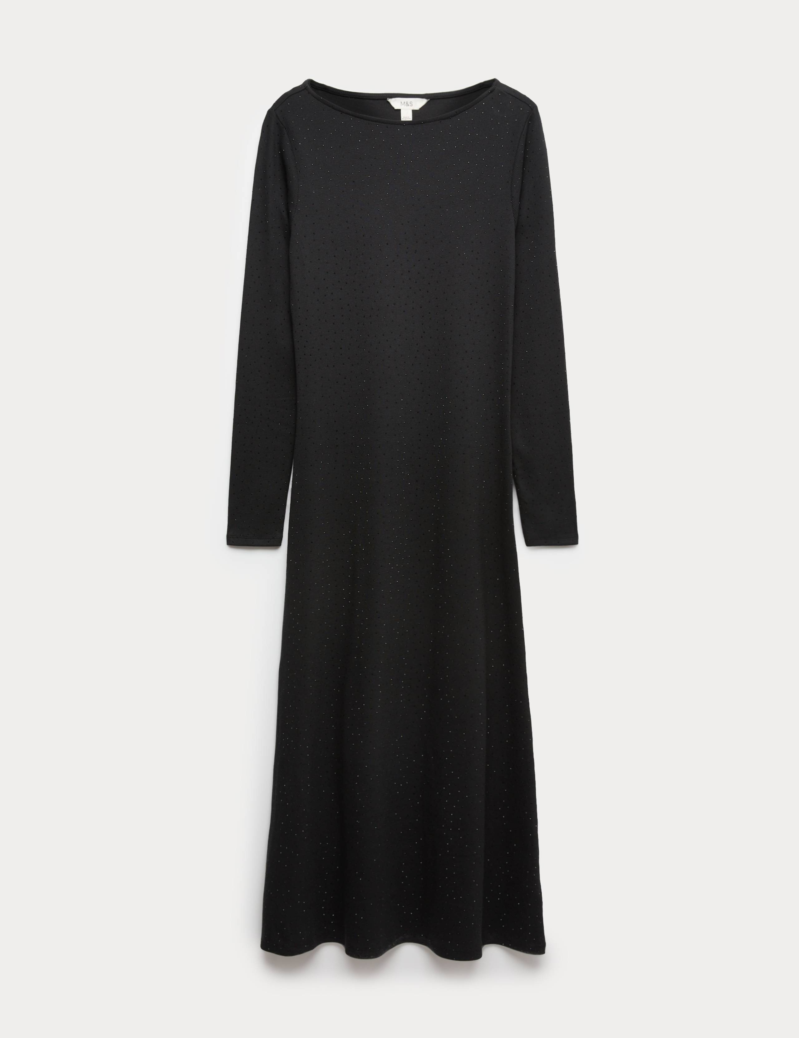 Cotton Rich Jersey Sparkly Midi Column Dress 1 of 1