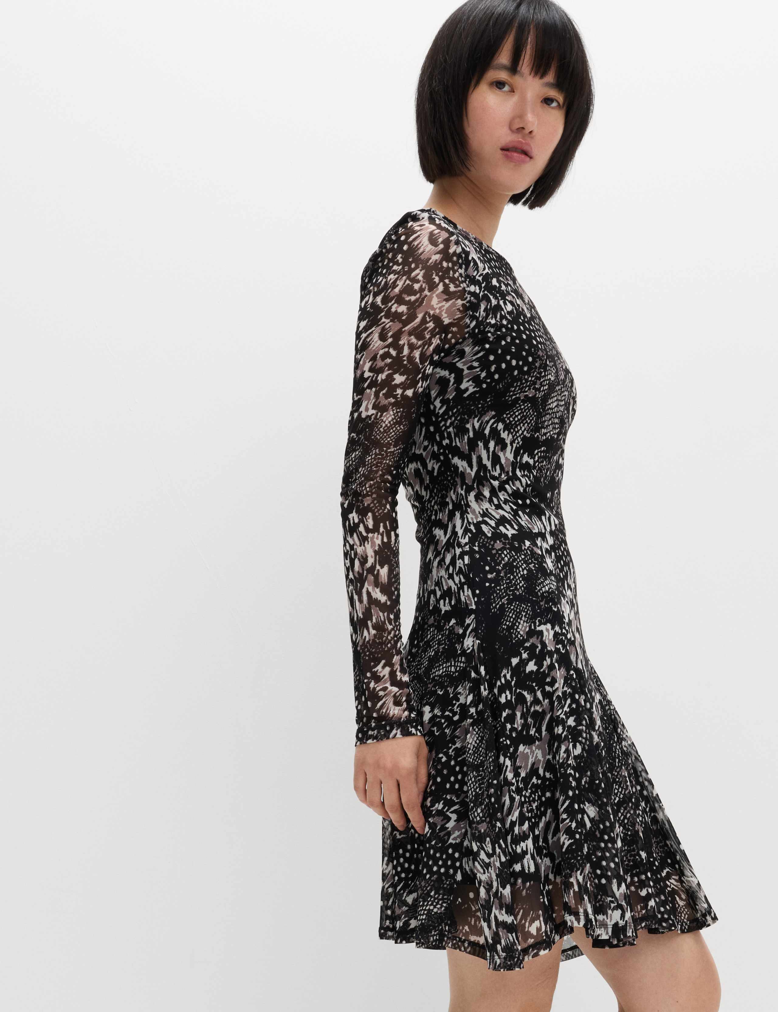 Mesh Printed Mini Skater Dress 6 of 6