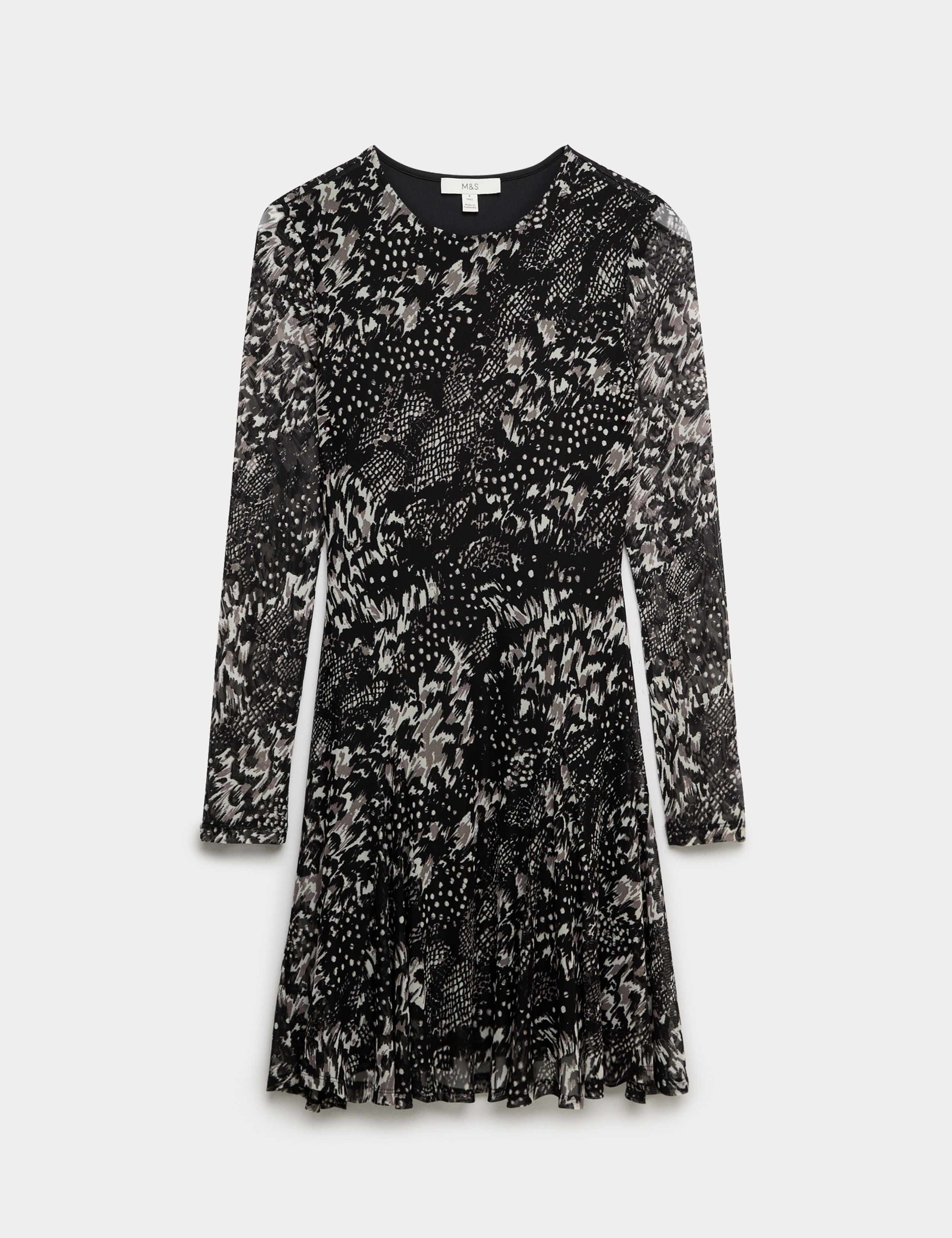 Mesh Printed Mini Skater Dress 2 of 6
