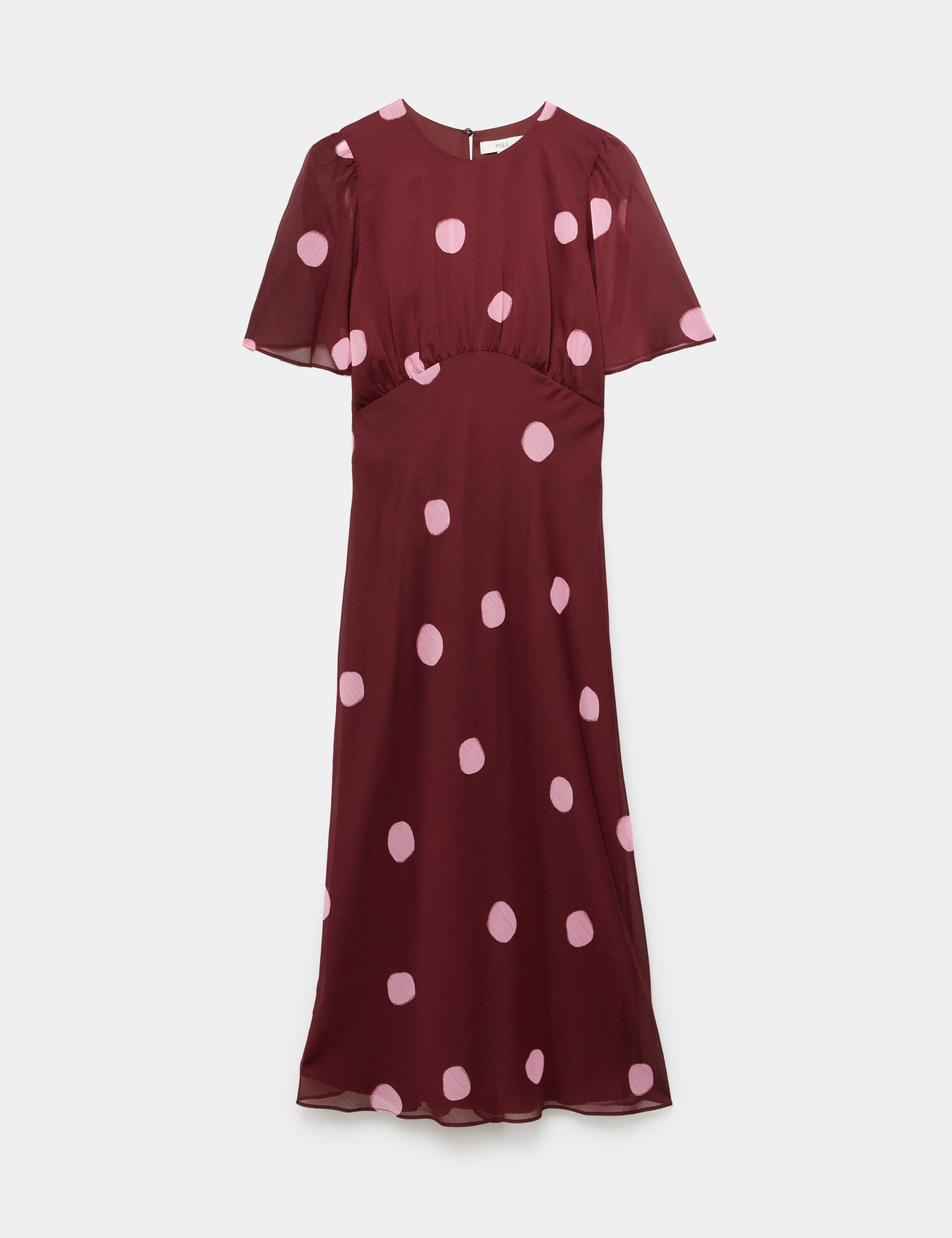 Chiffon Spot Print Midi Waisted Dress 1 of 1