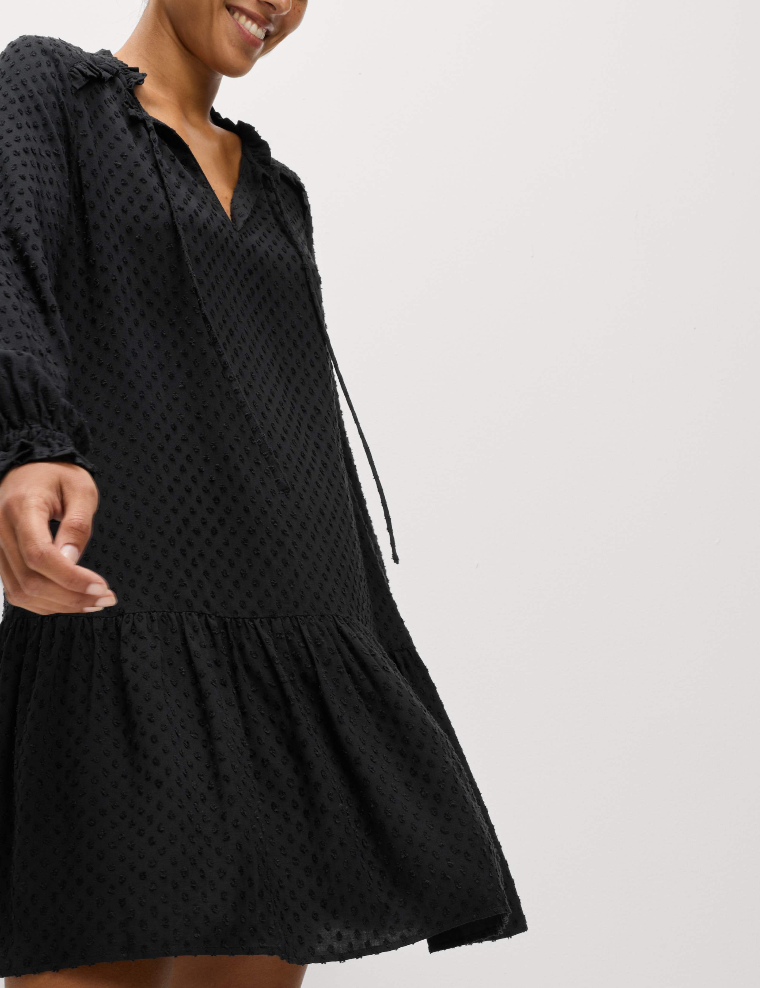 Tie Neck Ruffle Mini Relaxed Dress 3 of 7