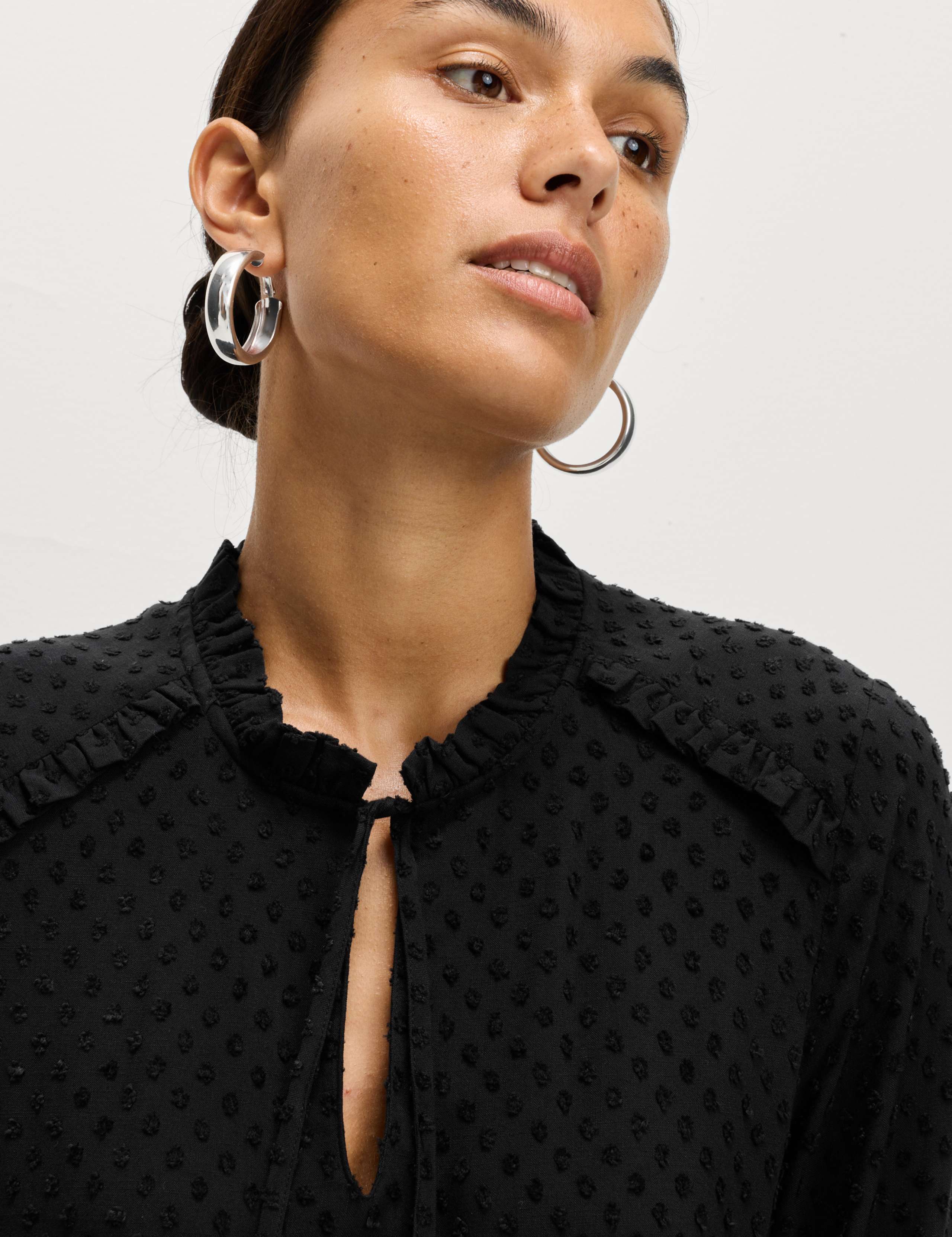 Tie Neck Ruffle Mini Relaxed Dress 6 of 7