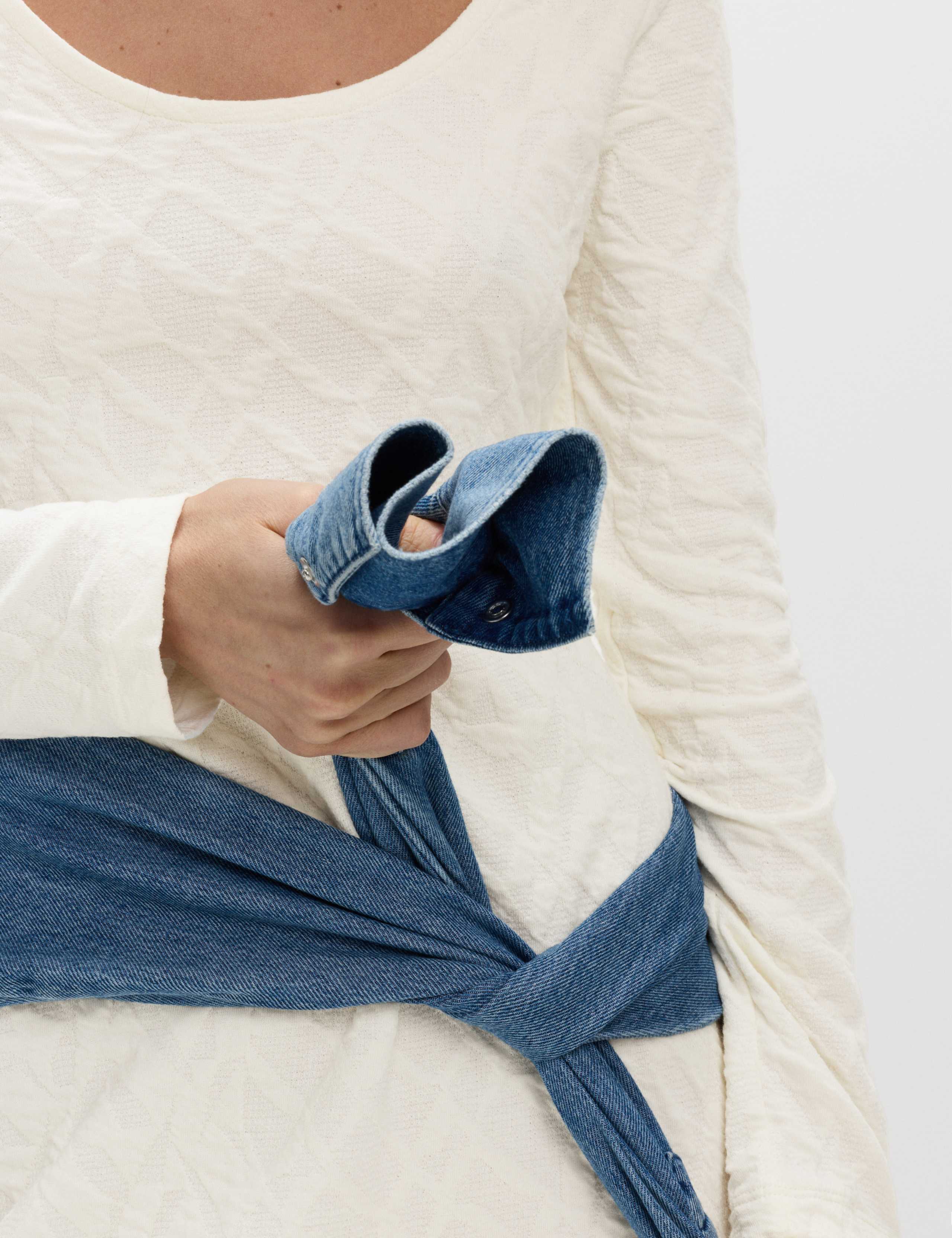 Jersey Textured Scoop Neck Midi Column Dress 3 of 7