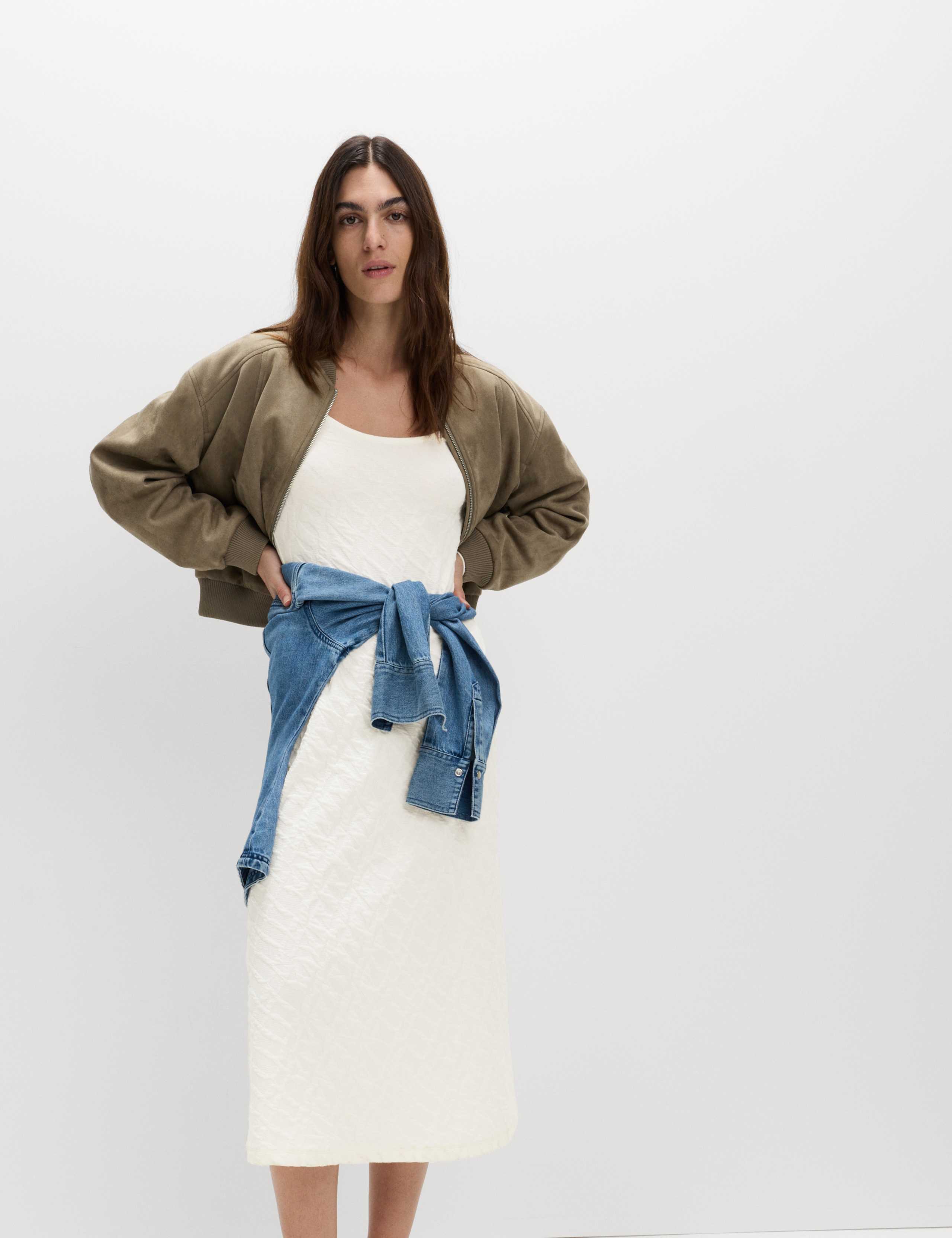 Jersey Textured Scoop Neck Midi Column Dress 7 of 7