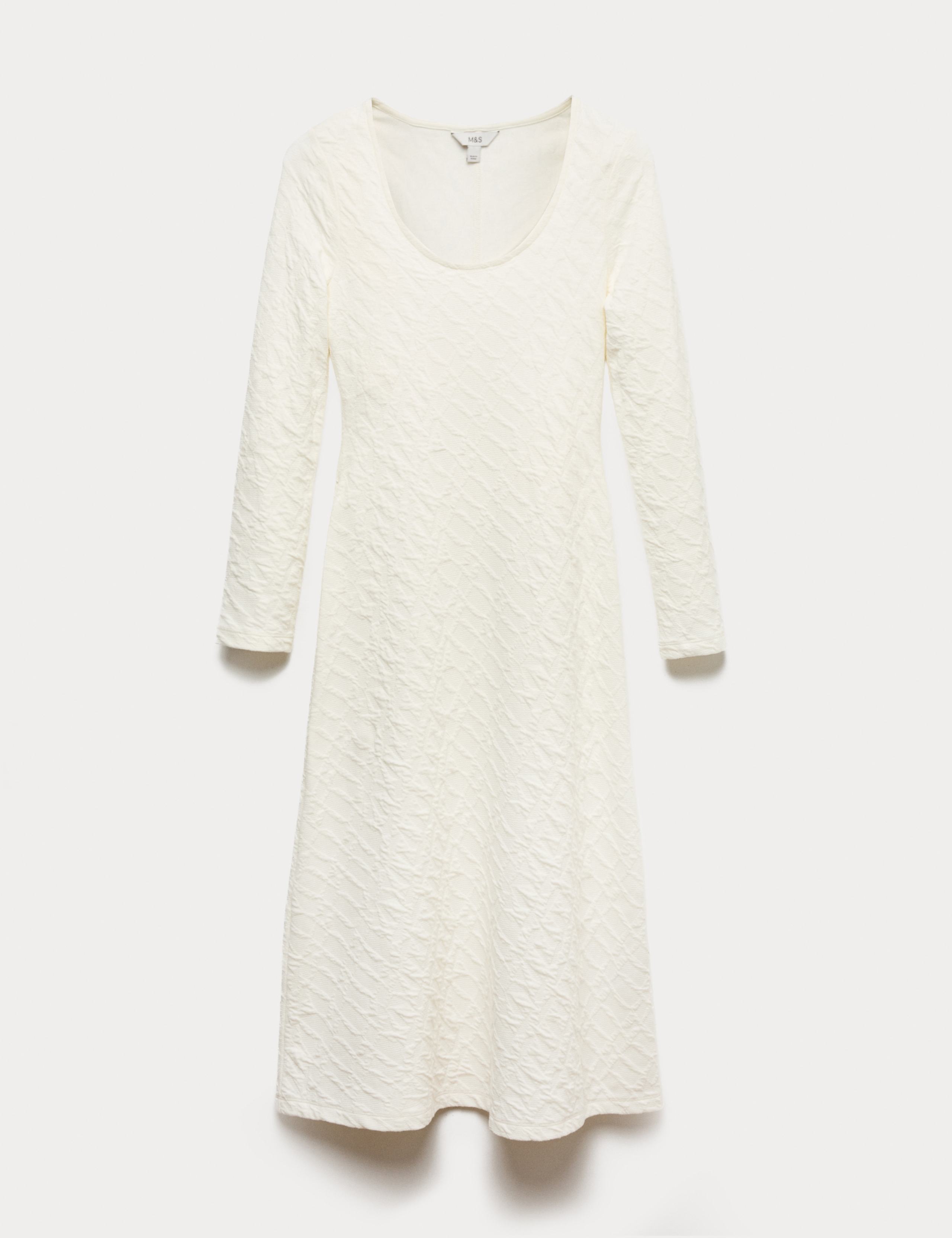 Jersey Textured Scoop Neck Midi Column Dress 2 of 7