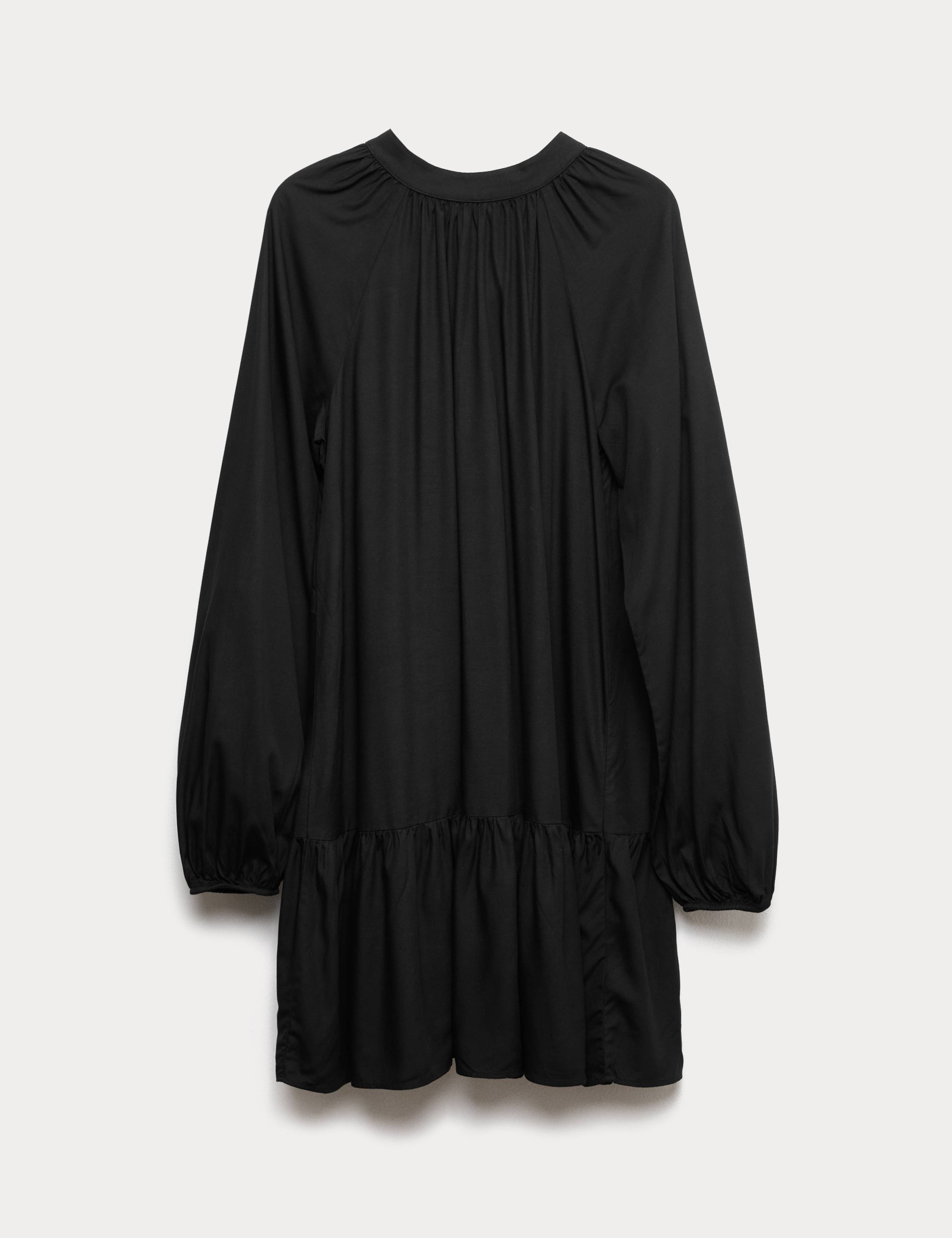 Funnel Neck Mini Smock Dress 2 of 7