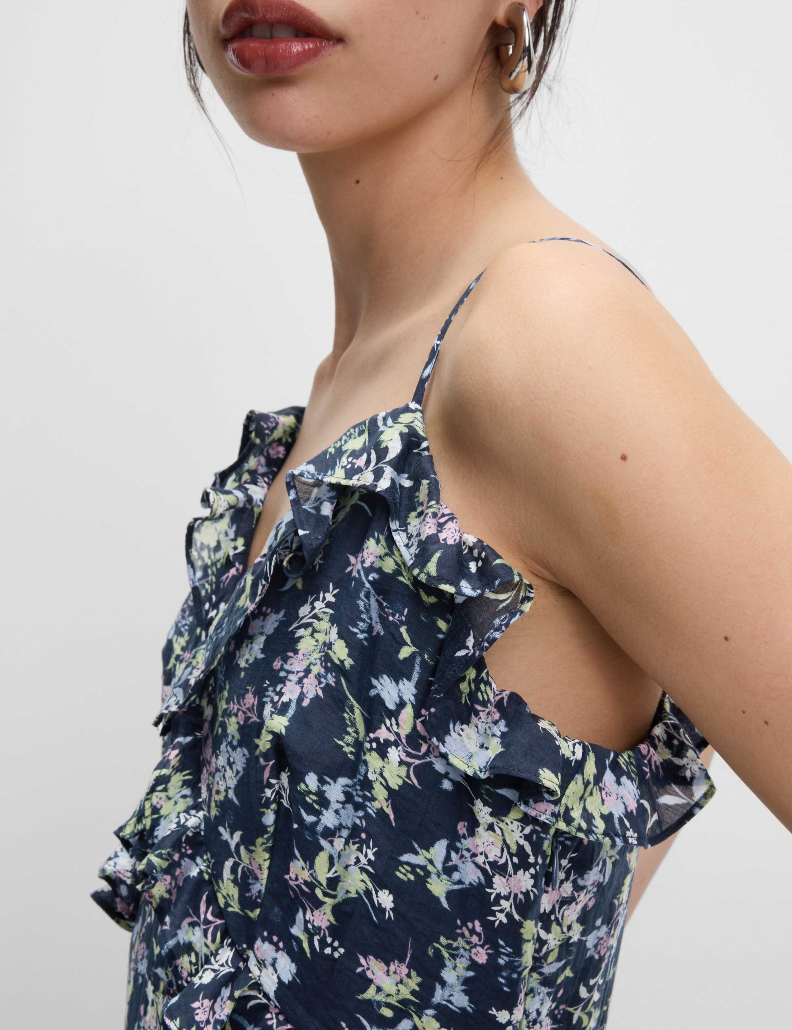 Lyocell Rich Printed Ruffle Midi Cami Dress 3 of 7