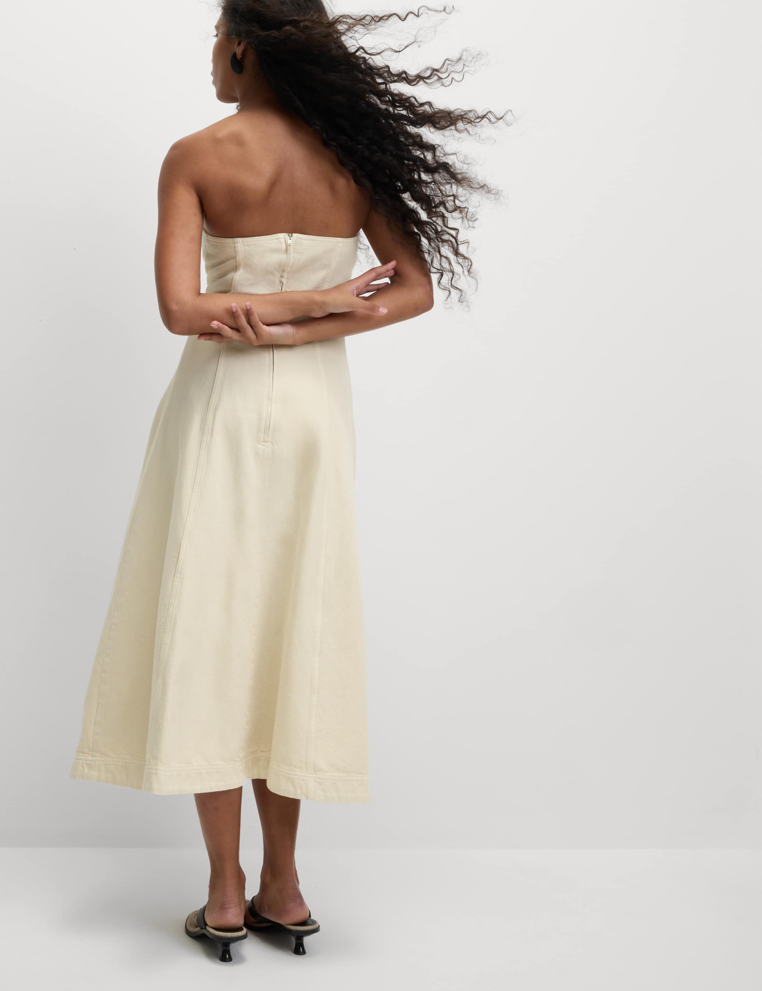 Denim Bandeau Midi Skater Dress 4 of 5