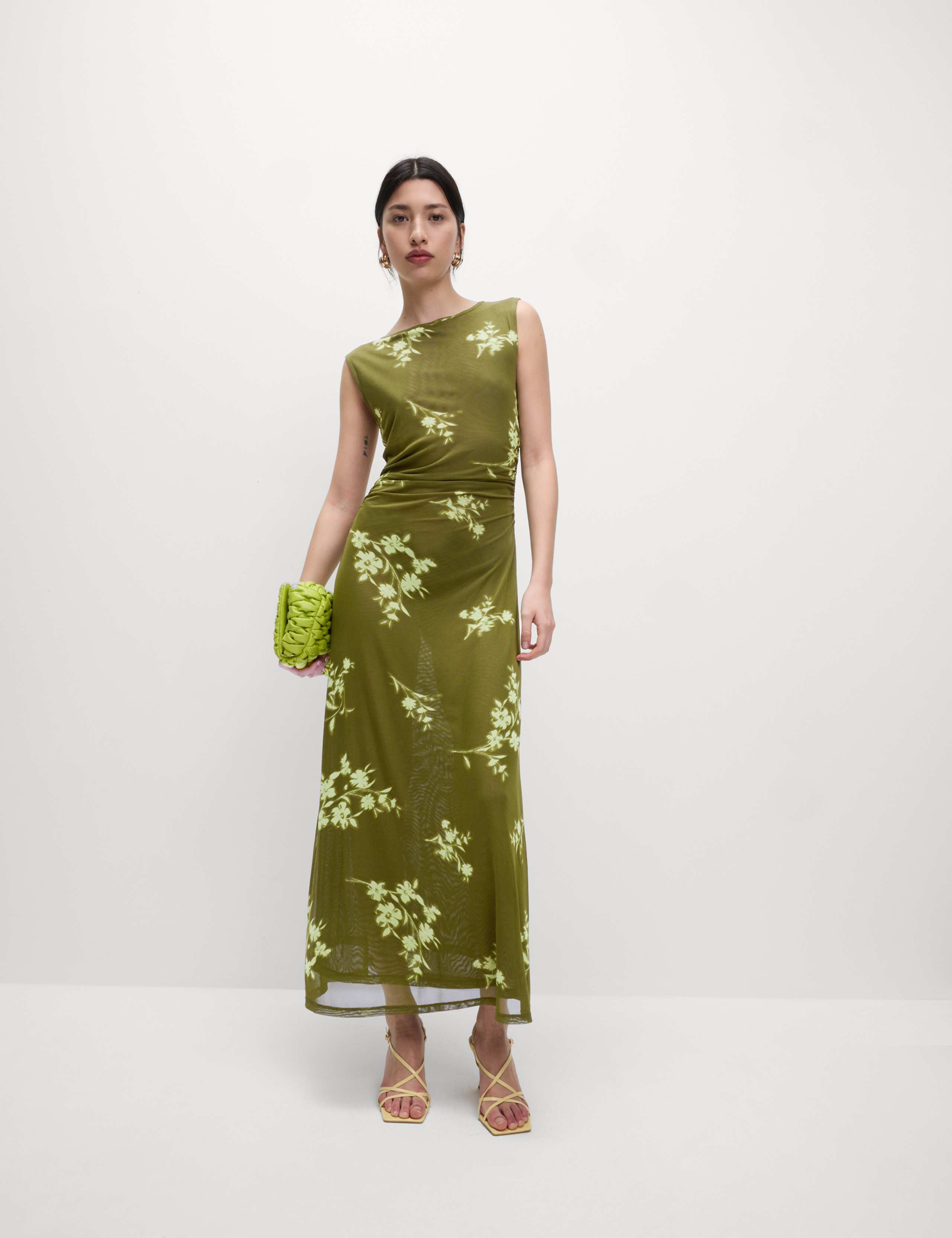 Mesh Jersey Column Midi Dress 3 of 7