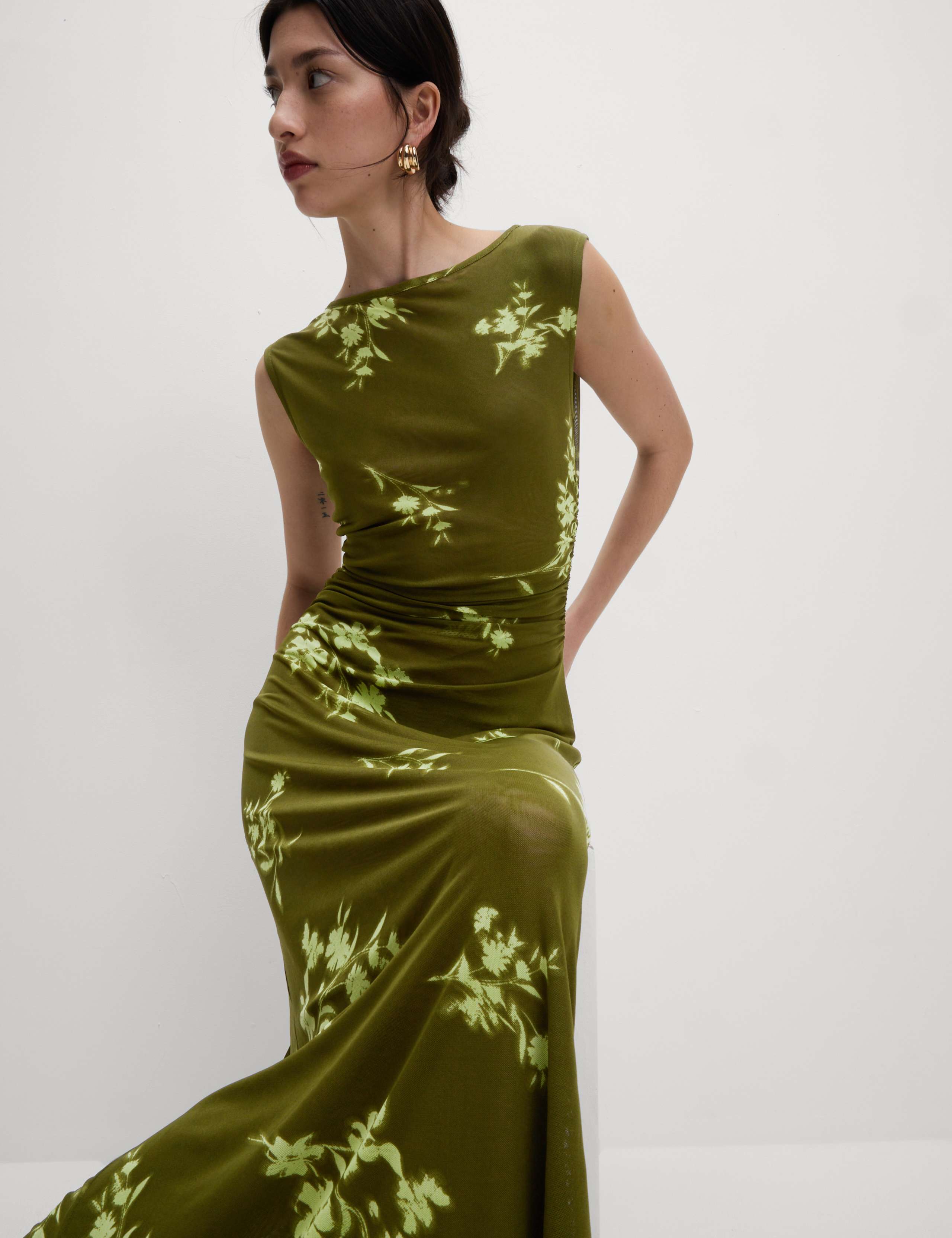 Mesh Jersey Column Midi Dress 5 of 7