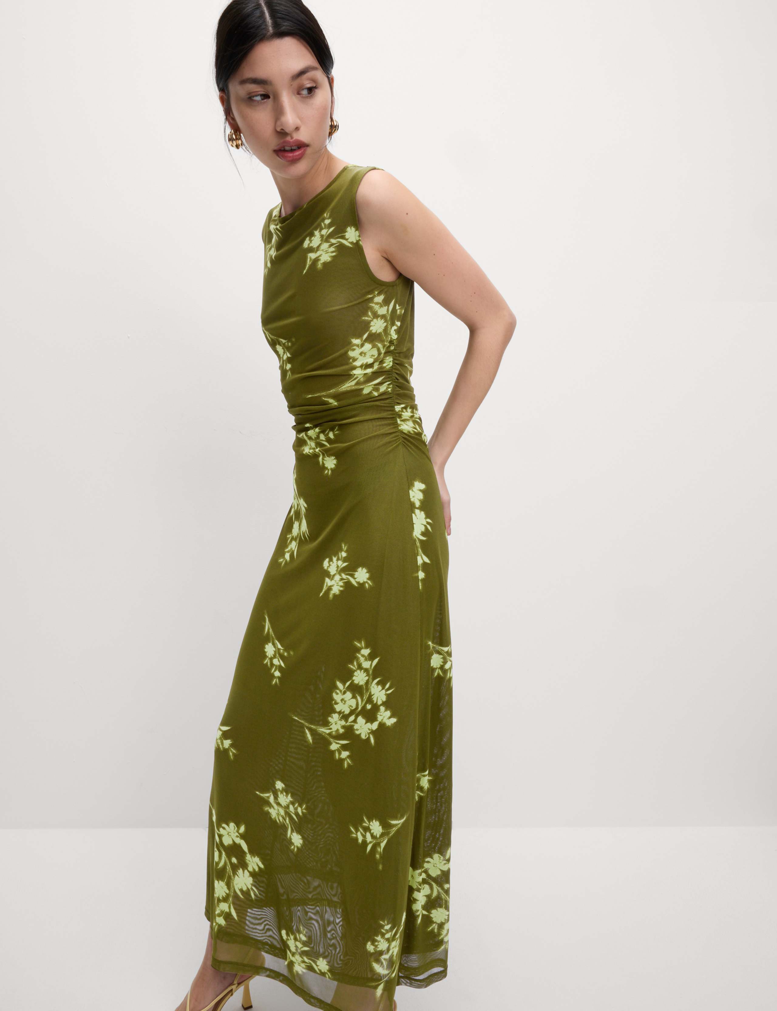 Mesh Jersey Column Midi Dress 7 of 7