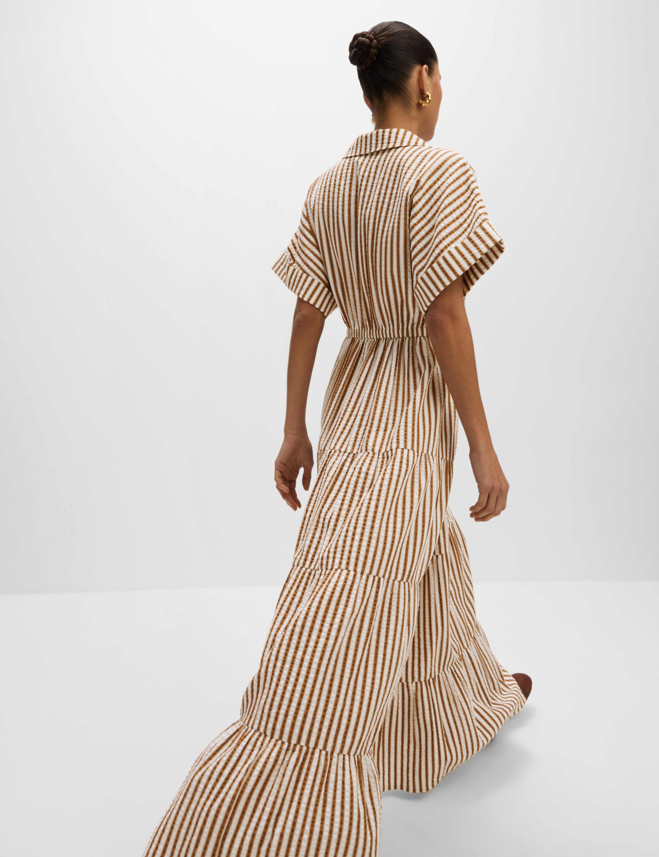 Pure Cotton Printed V-Neck Midaxi Shirt Dress 1 of 6
