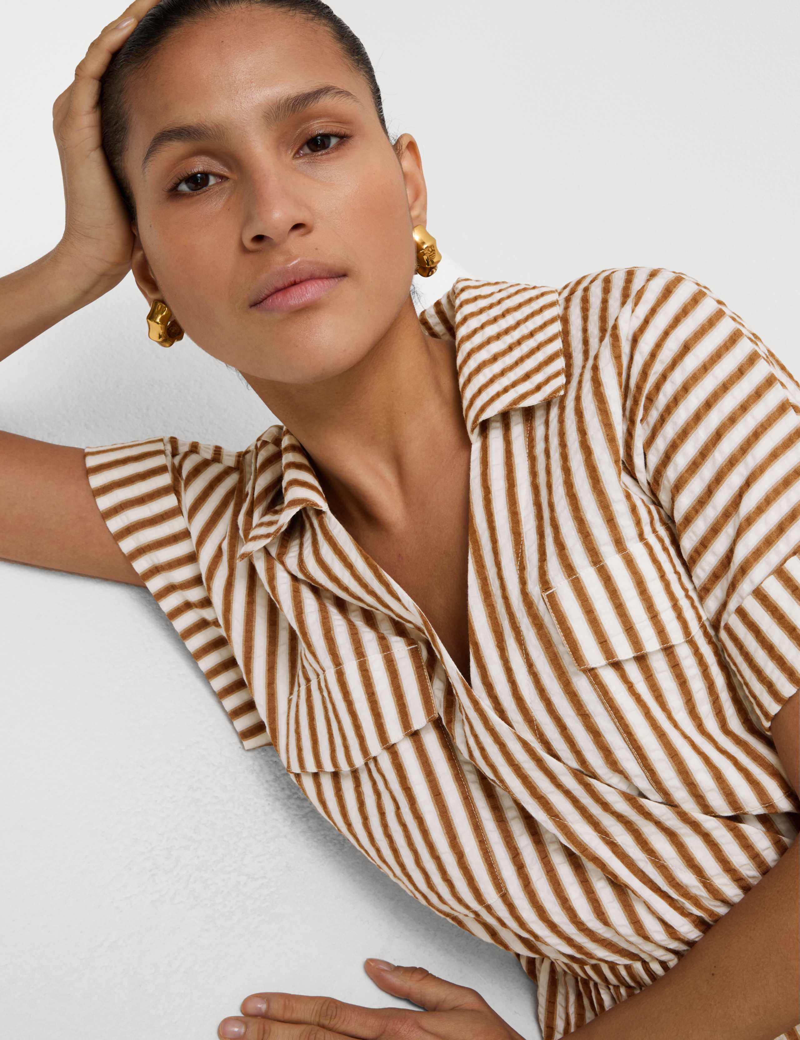Pure Cotton Printed V-Neck Midaxi Shirt Dress 5 of 6