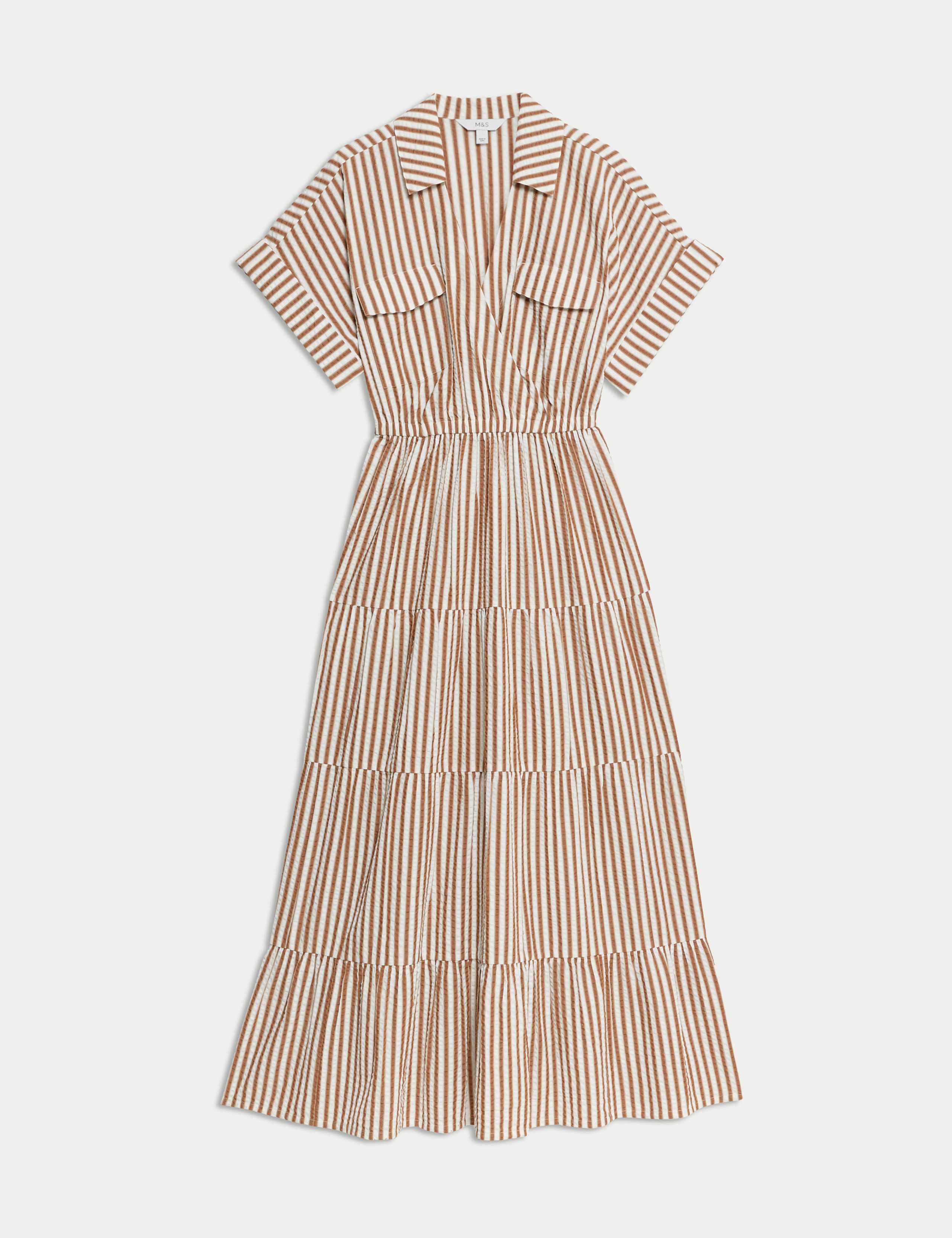 Pure Cotton Printed V-Neck Midaxi Shirt Dress 2 of 6