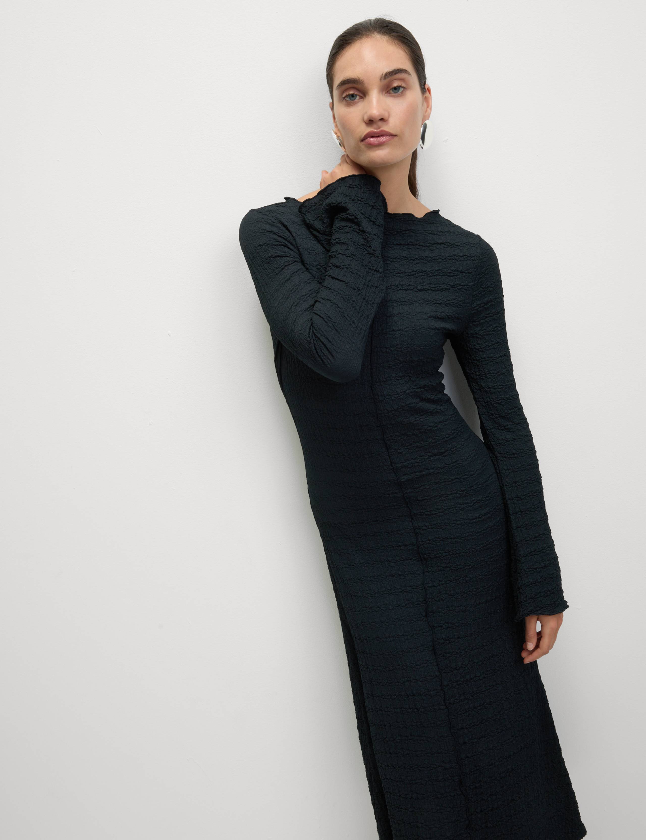 Jersey Textured Midi Skater Dress 3 of 5