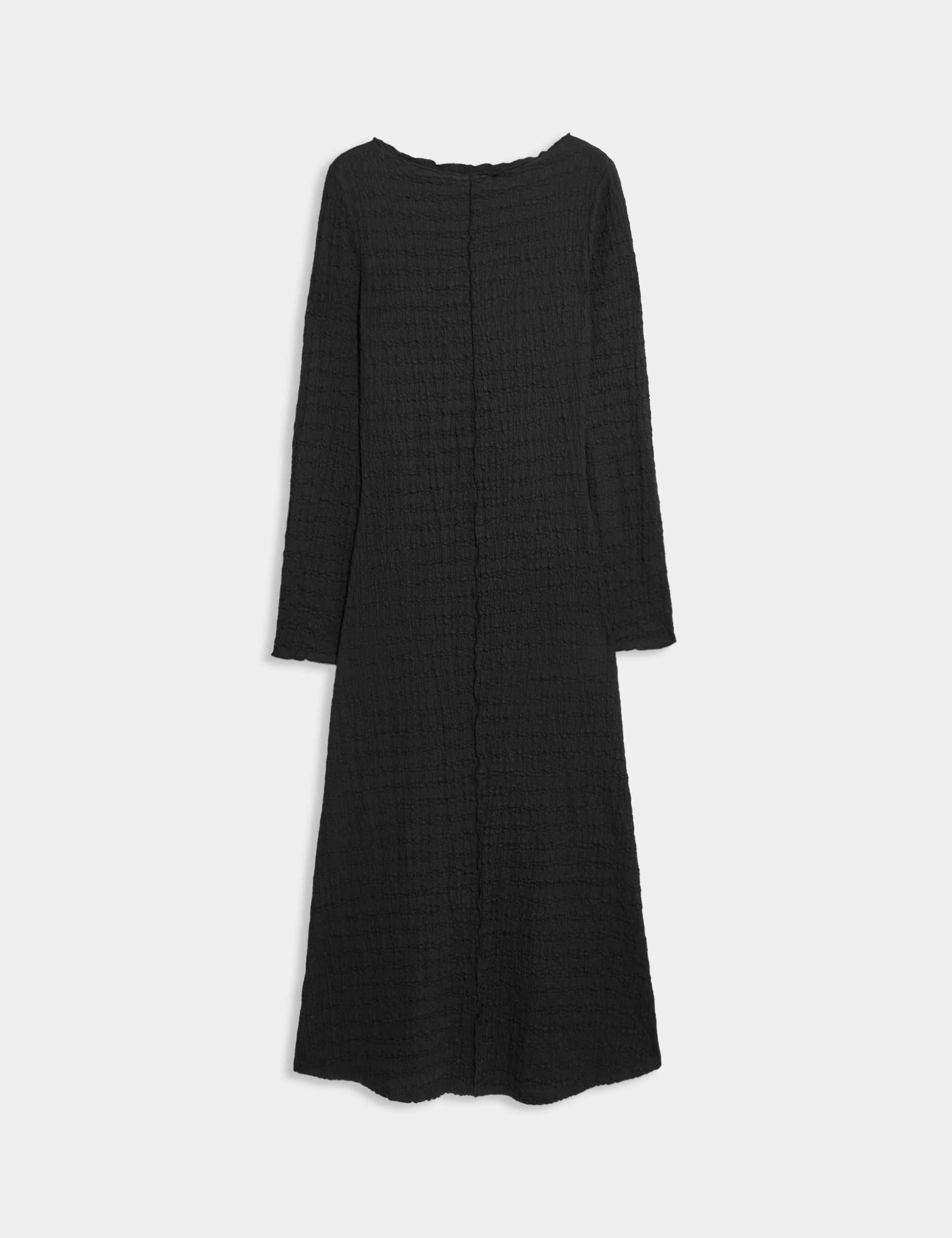 Jersey Textured Midi Skater Dress 2 of 5