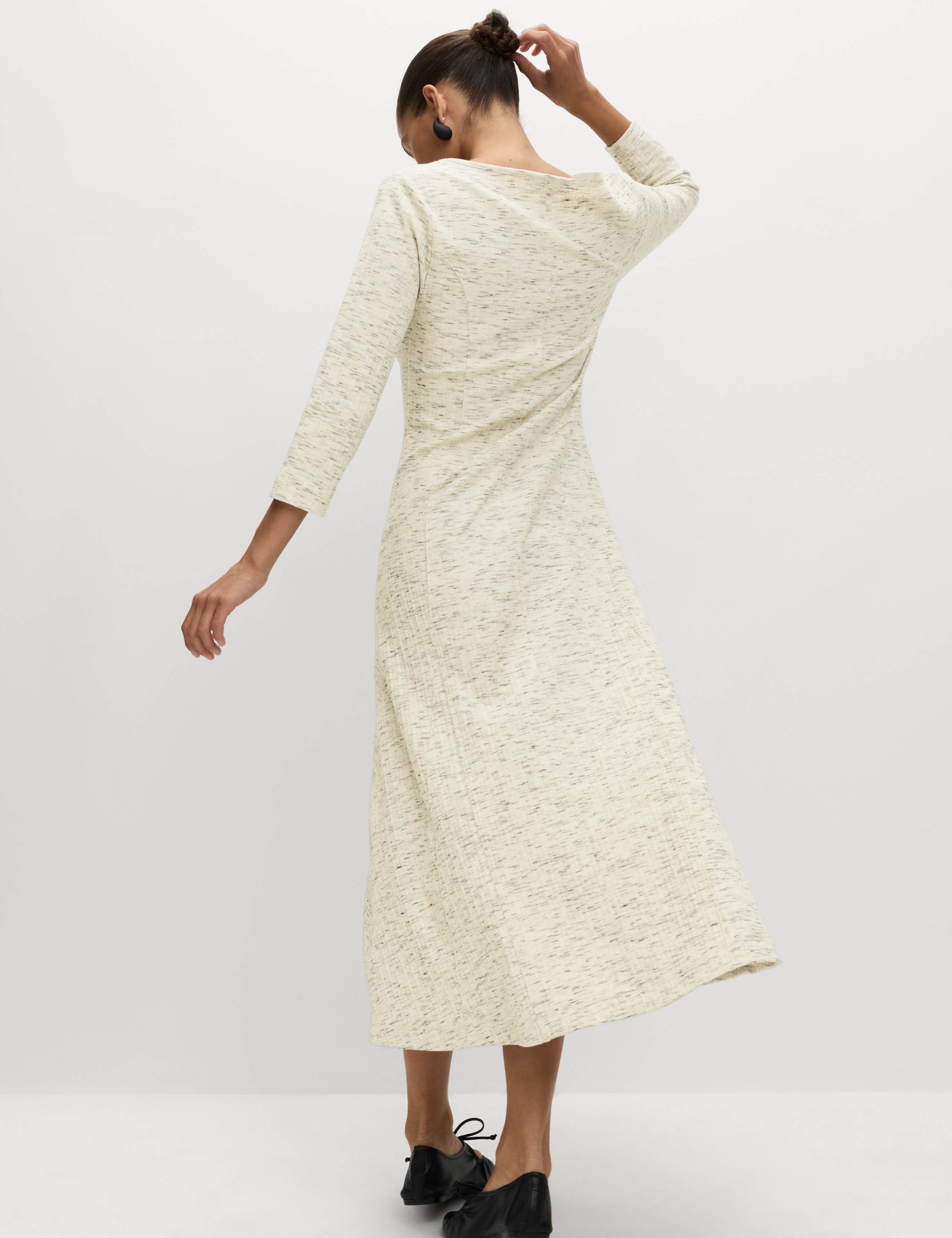 Cotton Rich Jersey Ribbed Midi Skater Dress 1 of 6