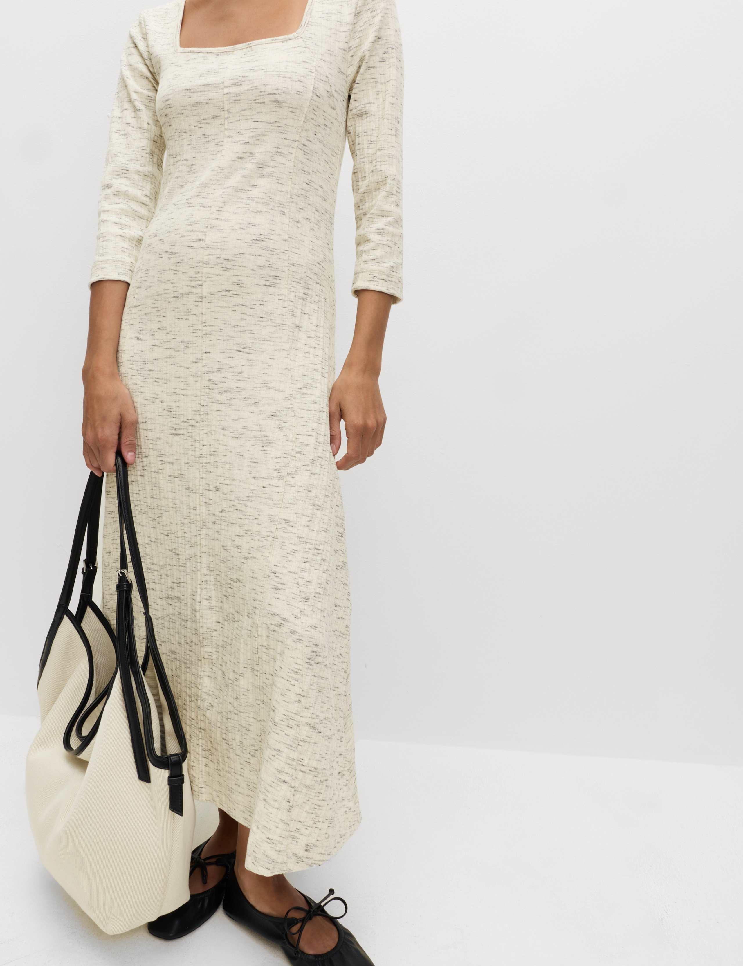 Cotton Rich Jersey Ribbed Midi Skater Dress 6 of 6