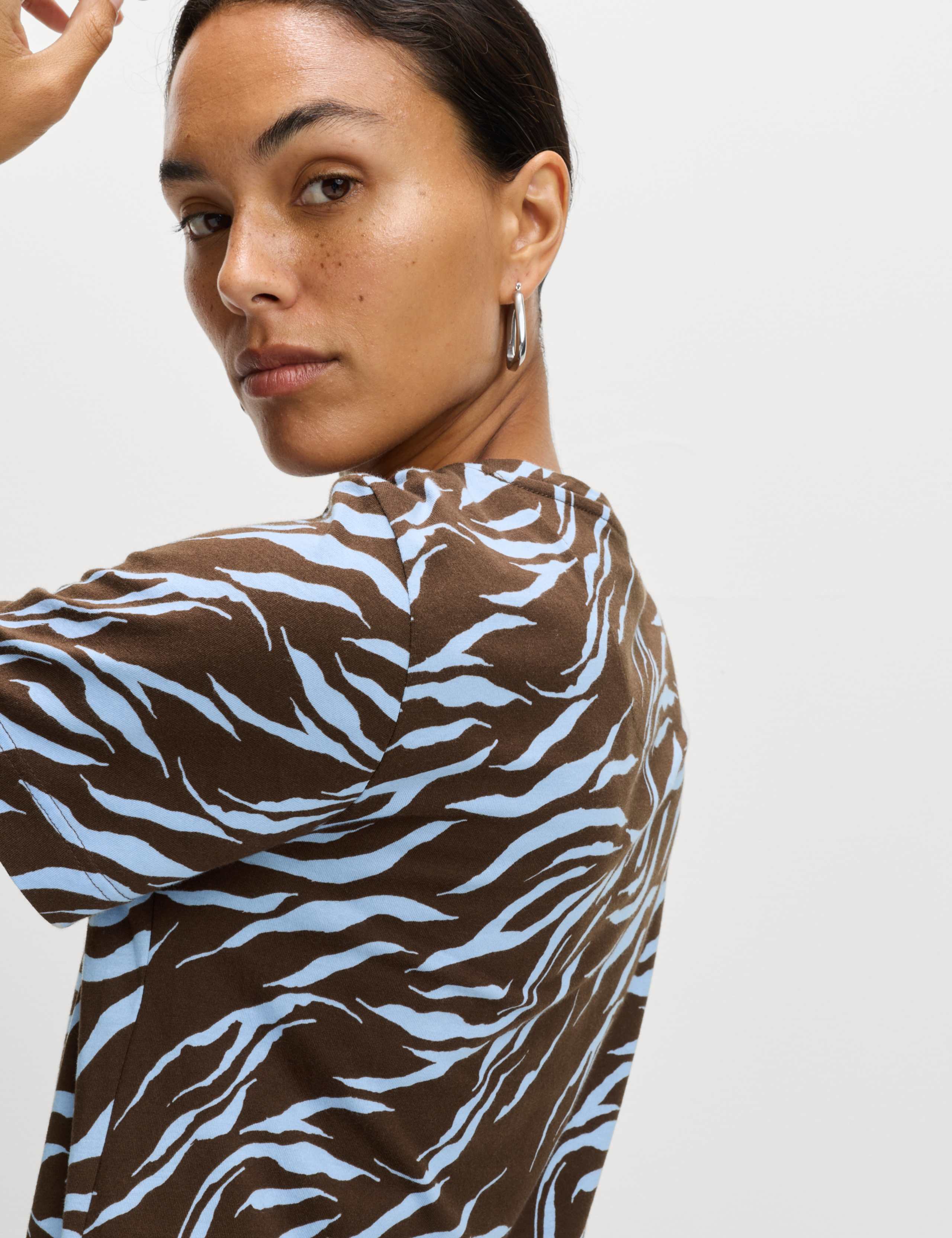 Pure Cotton Animal Print Midi T-Shirt Dress 4 of 6