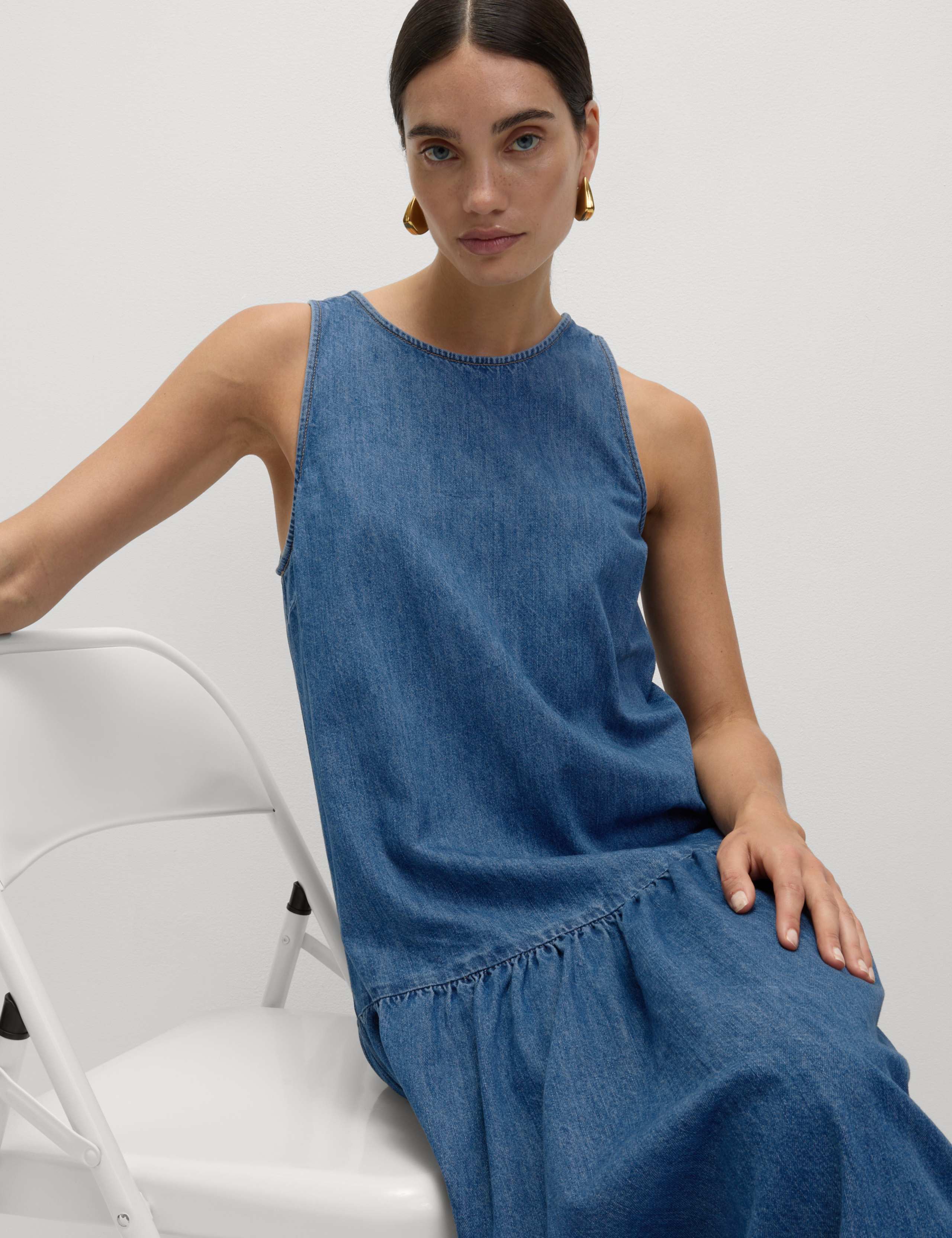 Denim Midaxi Drop Waist Dress 5 of 7