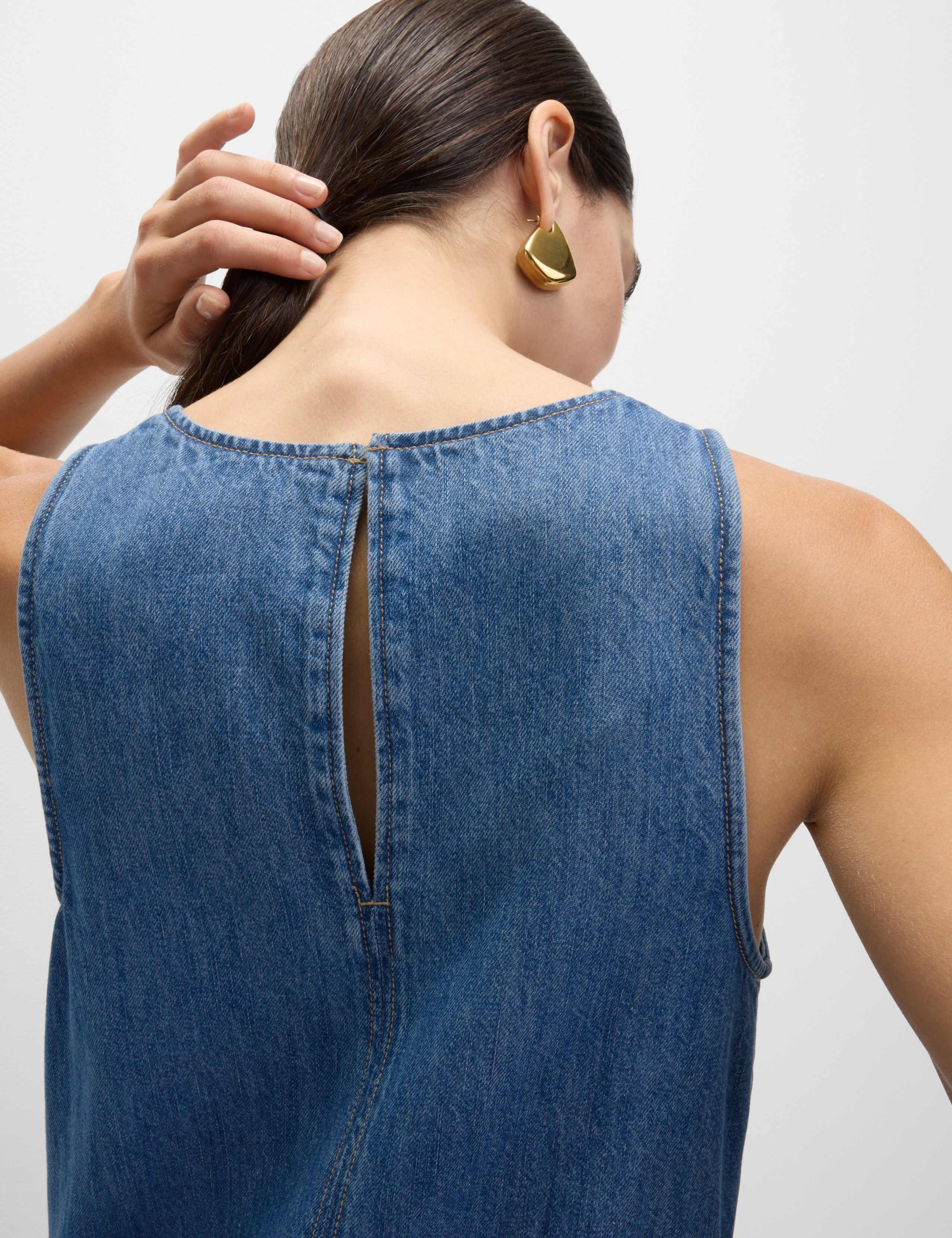 Denim Midaxi Drop Waist Dress 7 of 7