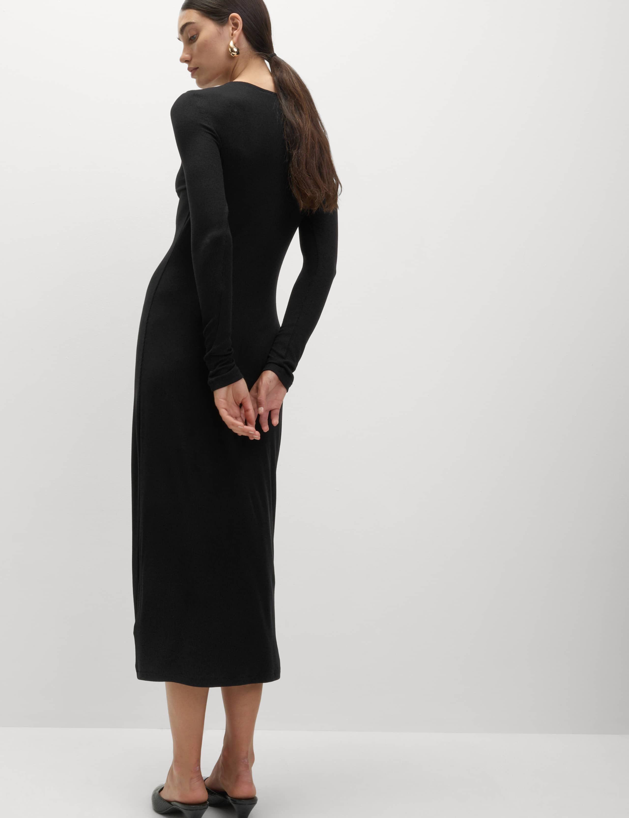 Jersey Ribbed Midi Column Dress 4 of 6