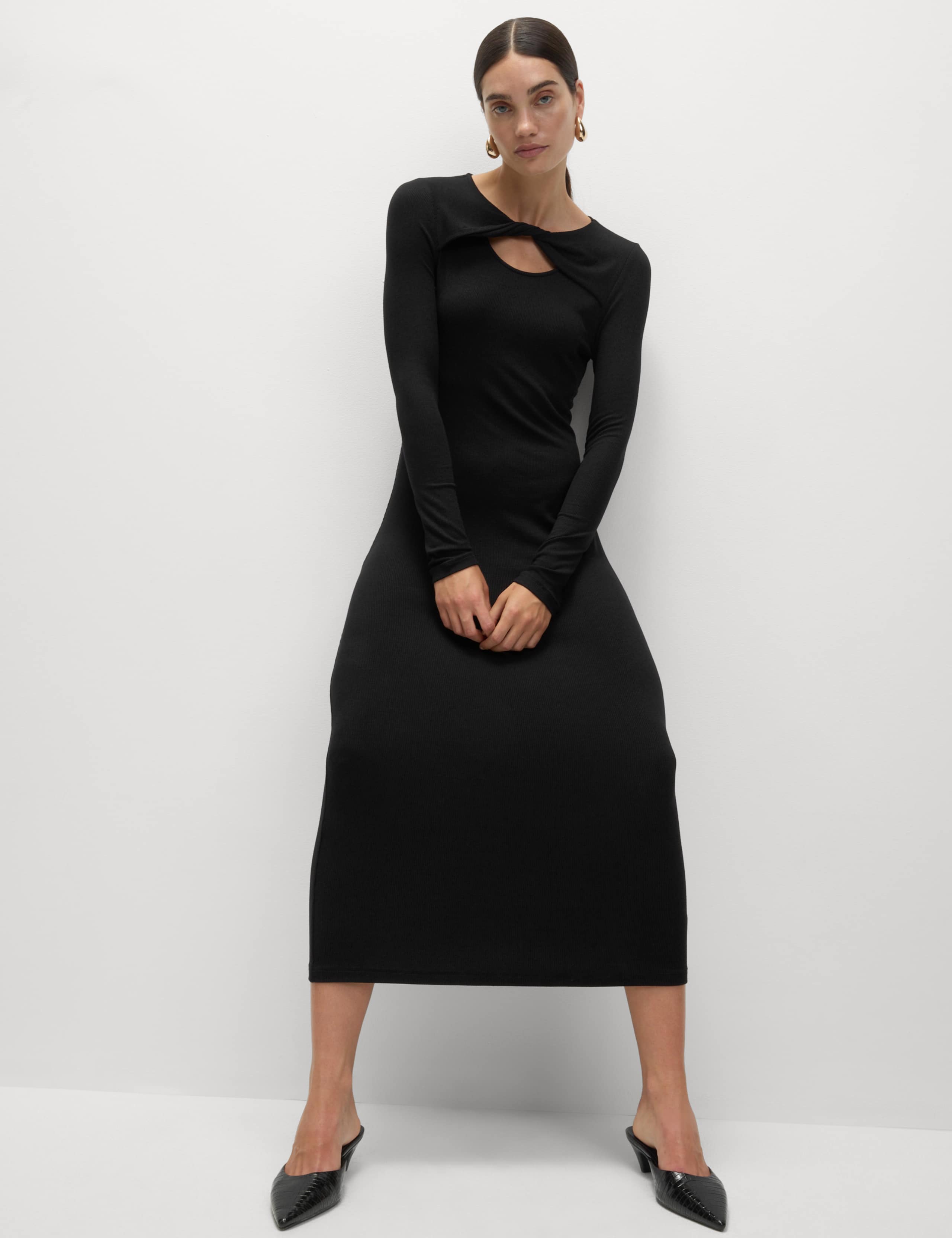 Jersey Ribbed Midi Column Dress 6 of 6