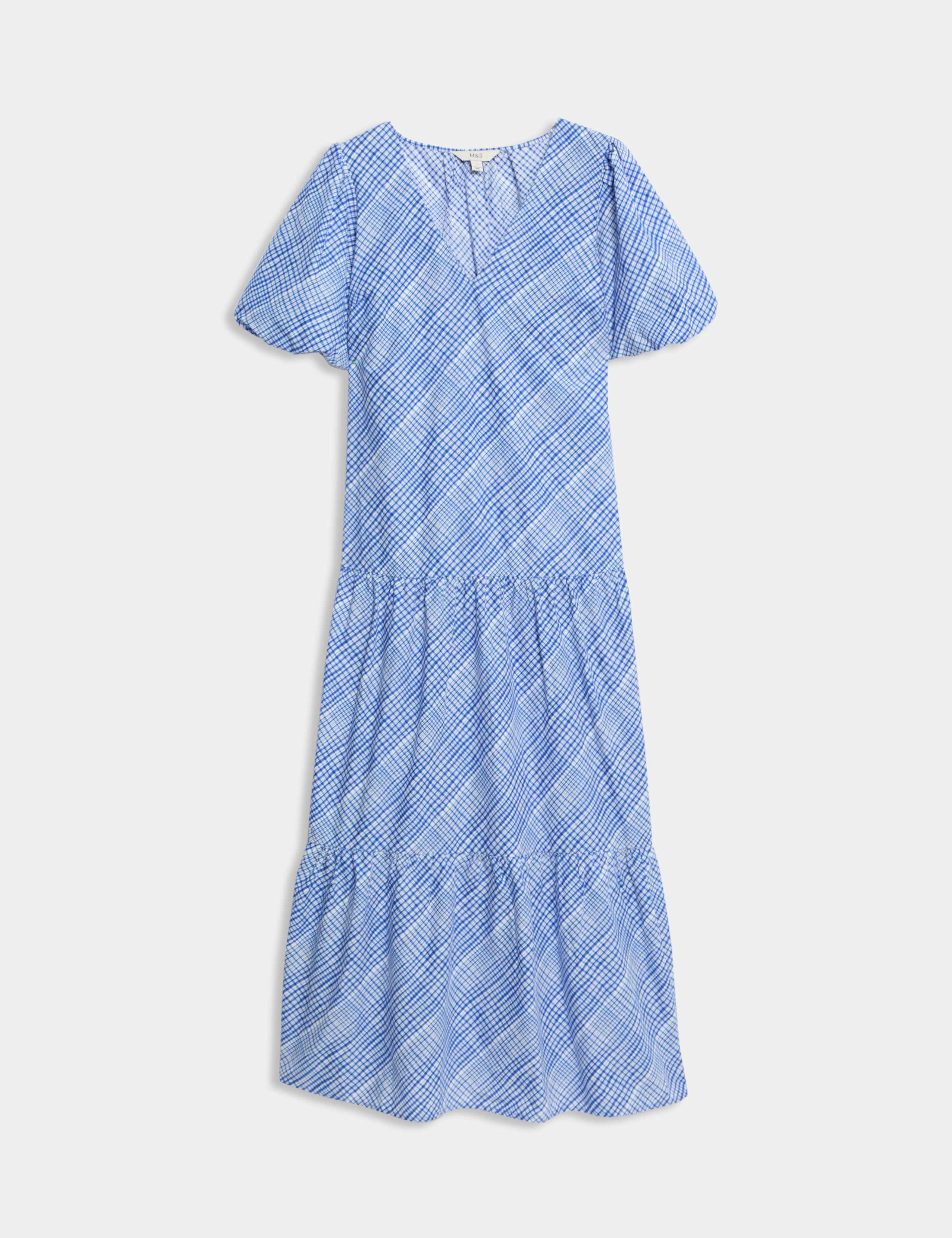 Pure Cotton Midi Relaxed Tiered Dress 2 of 5