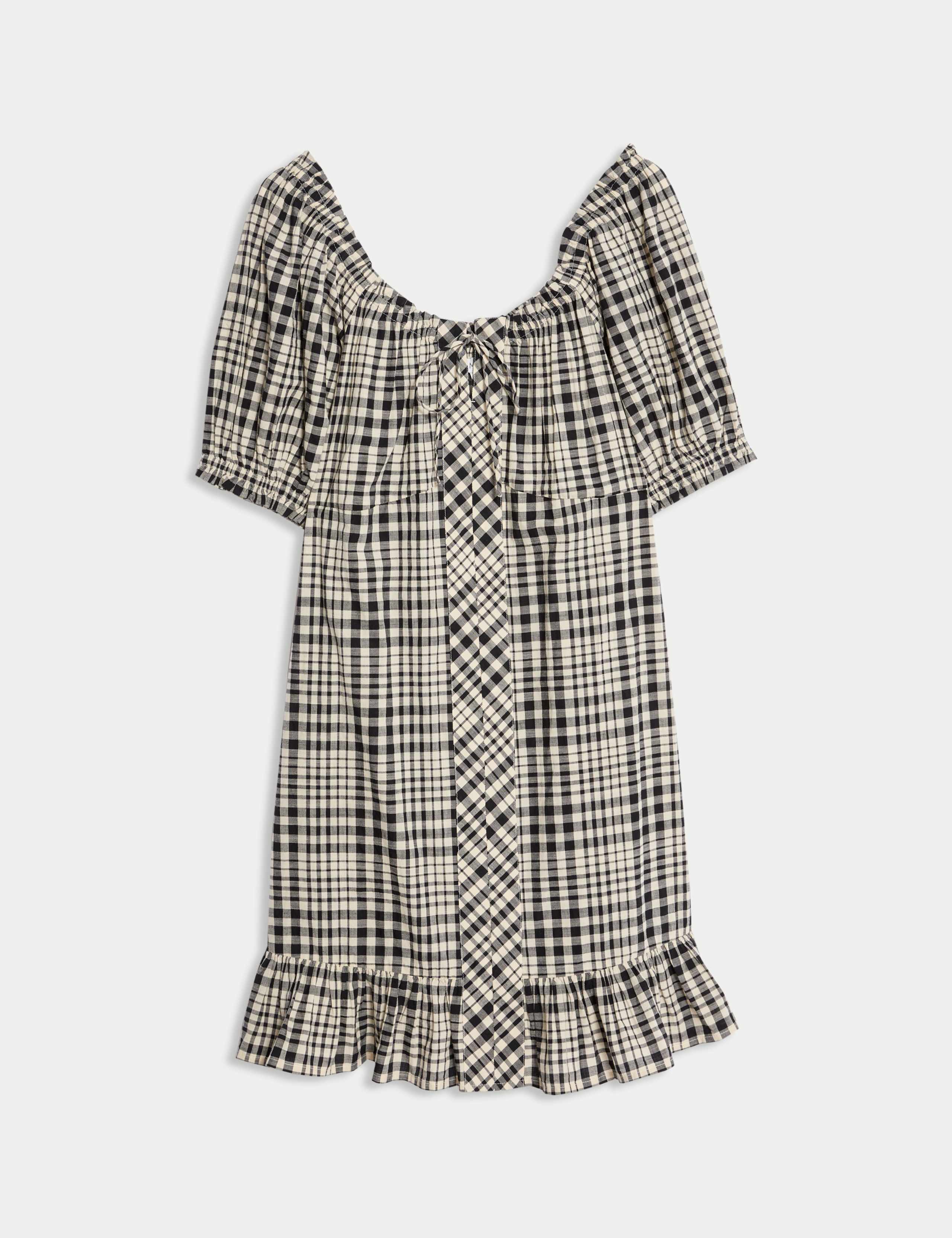 Pure Cotton Checked Mini Relaxed Dress 2 of 8