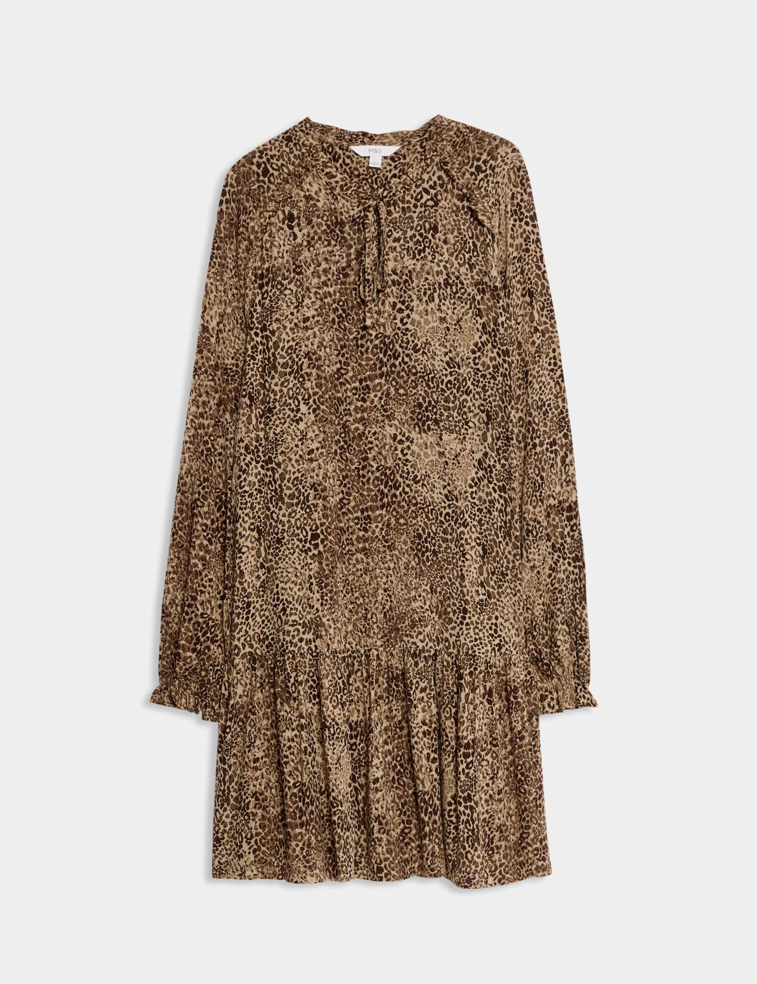 Printed Ruffle Mini Relaxed Smock Dress 2 of 5