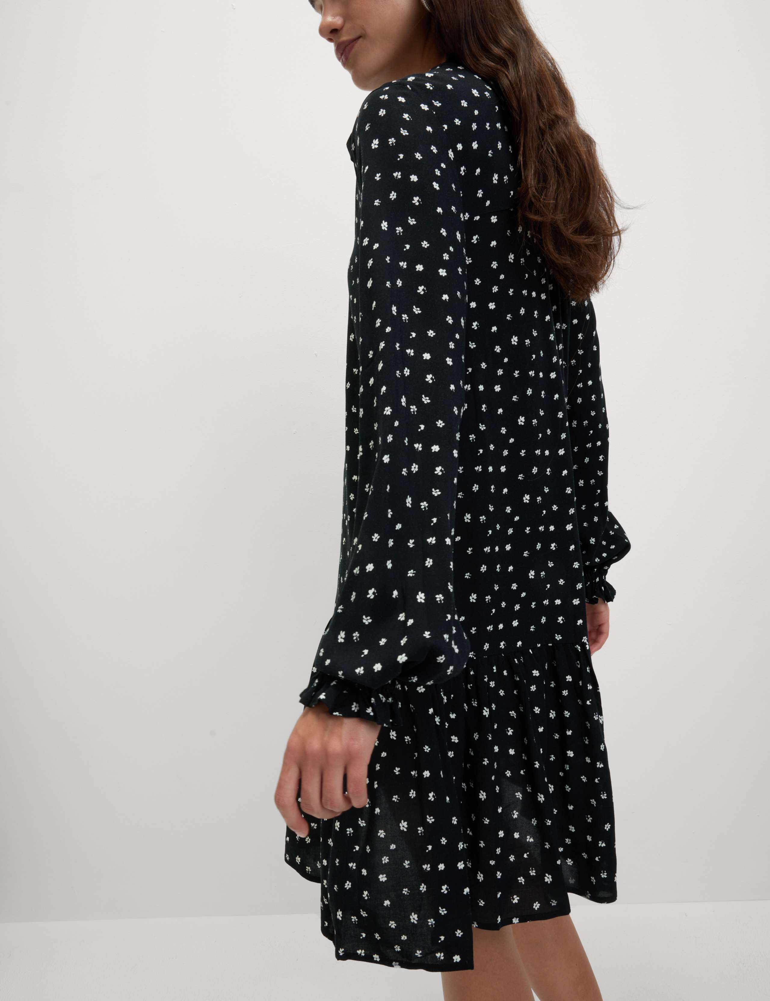 Printed Ruffle Mini Relaxed Smock Dress 3 of 5