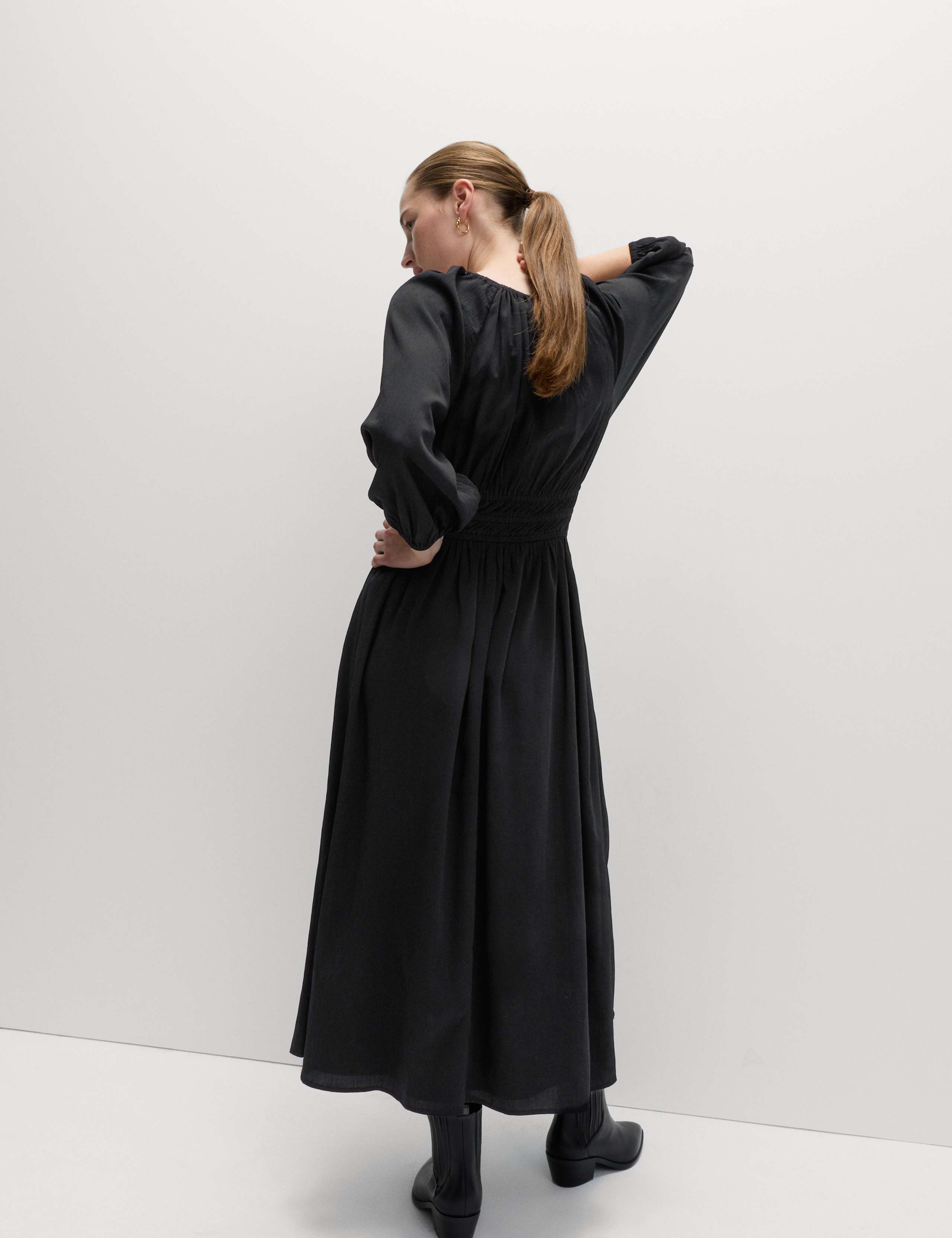 V-Neck Tie Detail Midi Waisted Dress 6 of 6